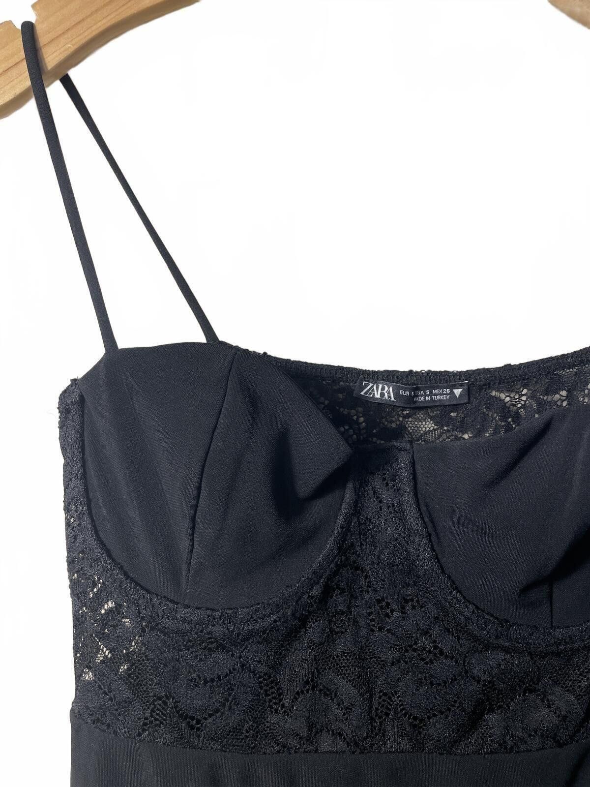 Zara ZARA Lace Detail Mini Dress Womens Small Black Cosette EUC Size S / US 4 / IT 40 - 2 Thumbnail