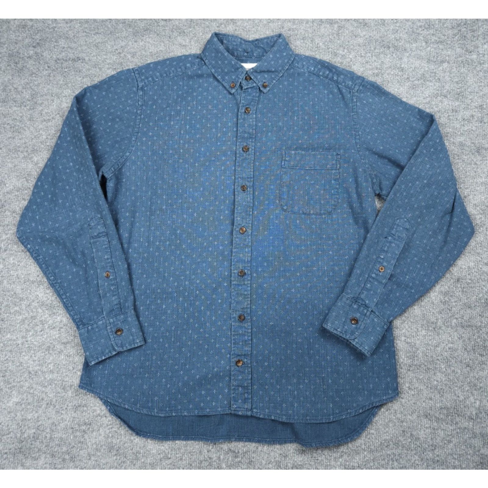 Taylor Stitch Taylor Stitch Flannel Shirt Men's 42 Blue Geometric AOP Button Up Mid-Weight Size US XL / EU 56 / 4 - 3 Thumbnail