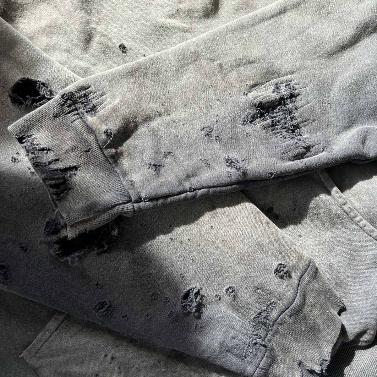 READYMADE Readymade Washed Distressed Thrashed Thermal Lined Hoodie Size US XL / EU 56 / 4 - 5 Thumbnail