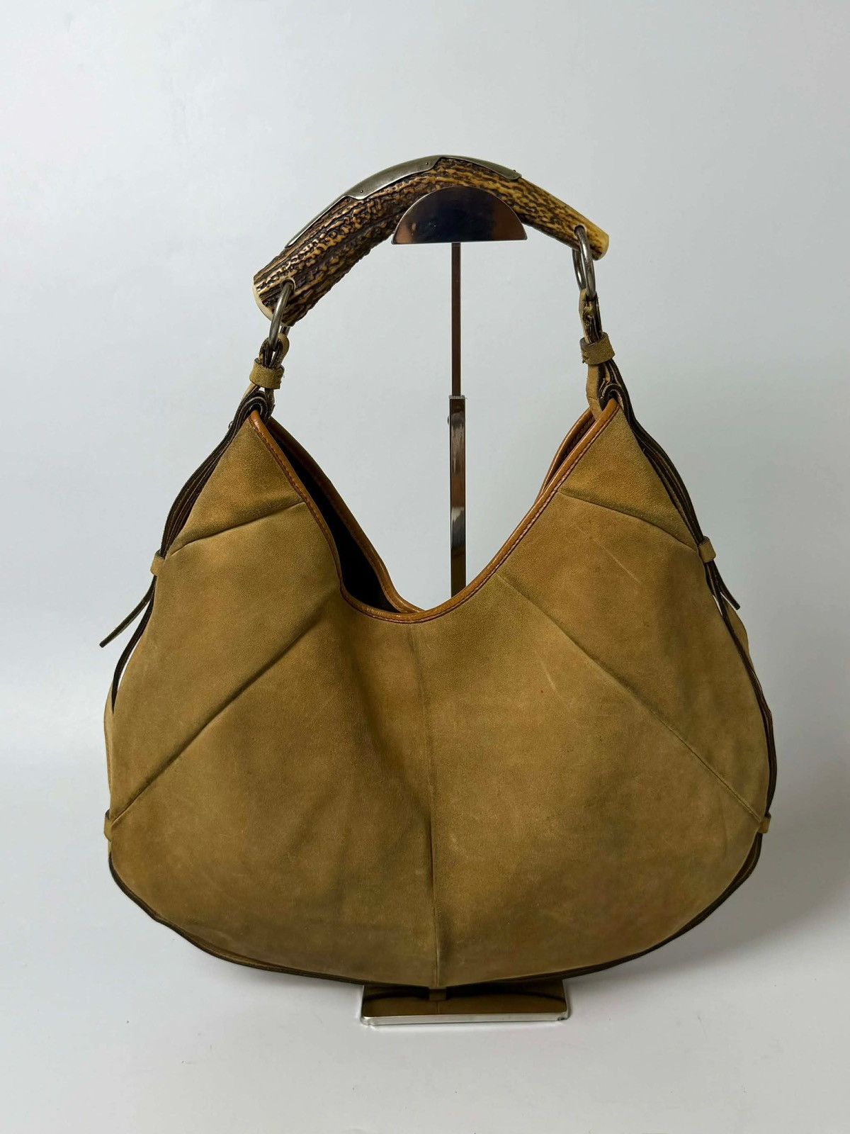 Yves Saint Laurent Yves Saint Laurent Taupe Suede Mombasa Hobo Bag Size ONE SIZE - 1 Thumbnail