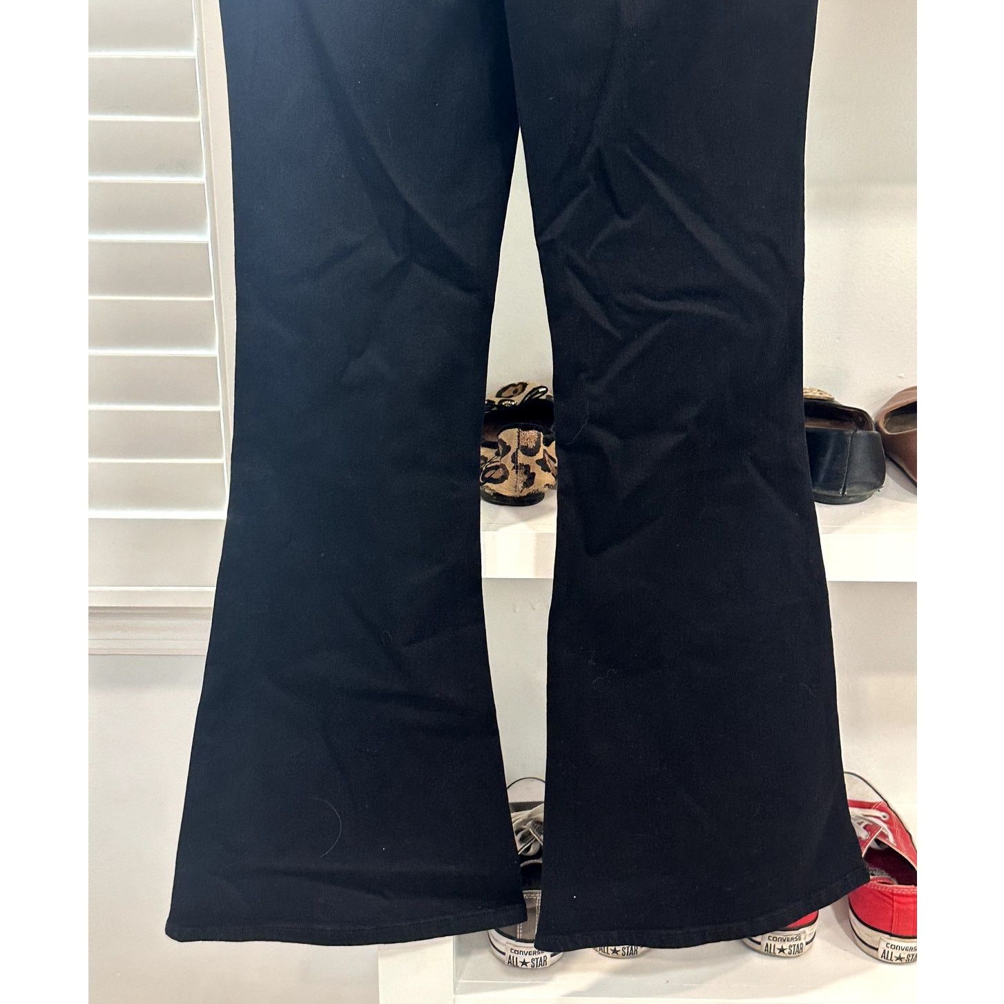 Other 1822 Womens Black Flare Denim Mid Rise Cotton Blend 4/27 NWT Size 27" / US 4 / IT 40 - 7 Thumbnail