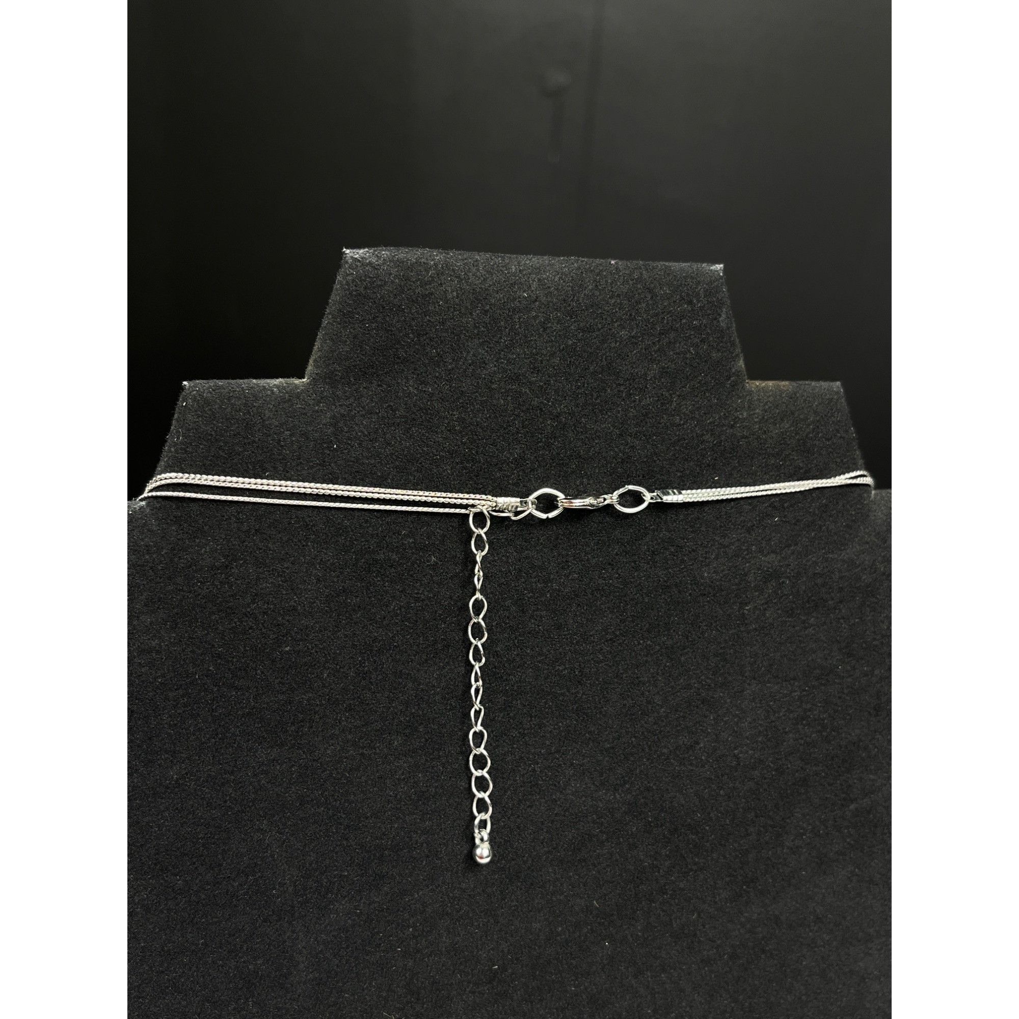 Vintage Layered SKU 038 Blue Beaded Necklace With Silver Chain Size ONE SIZE - 3 Thumbnail