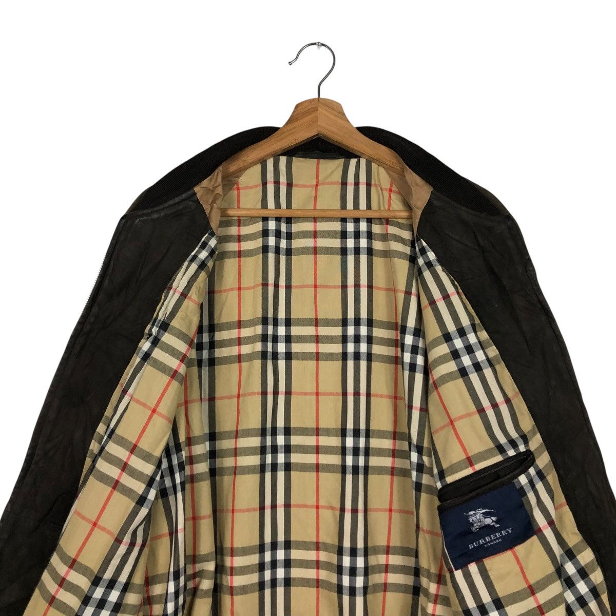 Burberry 🔥VINTAGE LEATHER JACKET BURBERRY LONDON NOVA CHECK BLANKET Size US M / EU 48-50 / 2 - 16 Thumbnail