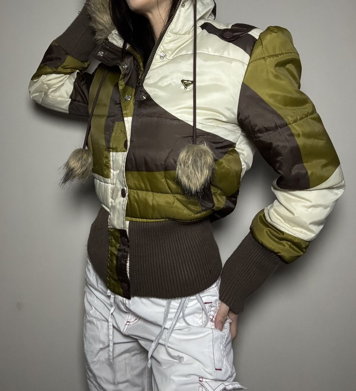 Other Roxy Y2K Bomber Jacket - Snow Bunny - Ribbed Waist Crop - M Size M / US 6-8 / IT 42-44 - 4 Thumbnail