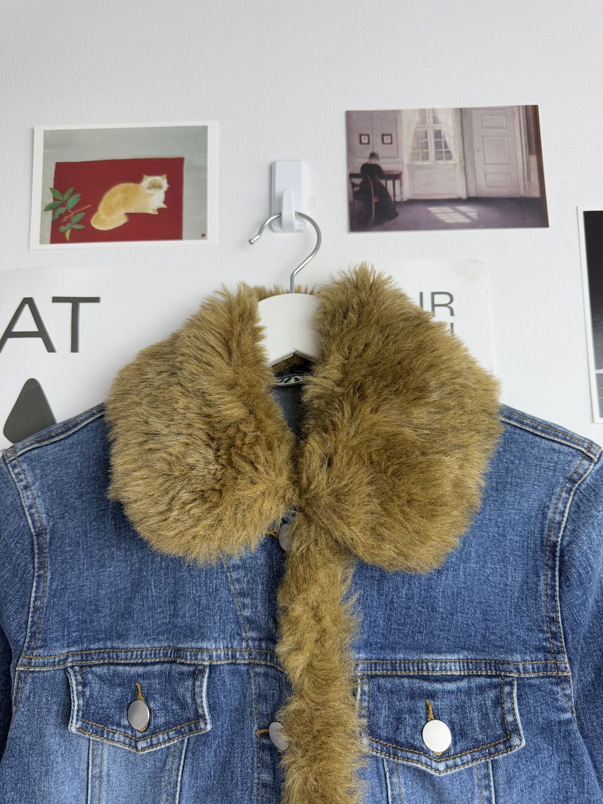 Japanese Brand y2k Faux Fur cropped denim penny lane afghan coat jacket S Size S / US 4 / IT 40 - 3 Thumbnail