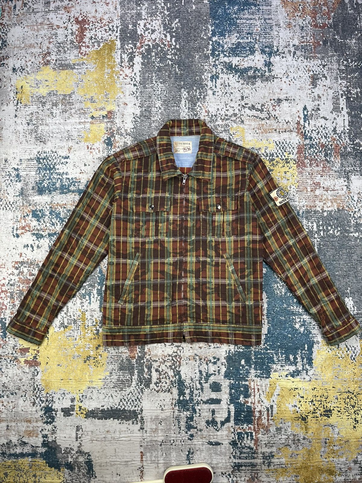 Japanese Brand Rush Hour Plaid Gold Thread Camo Print Shirt Jackets Size US M / EU 48-50 / 2 - 1 Thumbnail