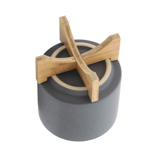 Designer × Homemade S/2 8/10" PLANTER W/ WOOD STAND, MATTE GRAY Size US L / EU 52-54 / 3 - 7 Thumbnail