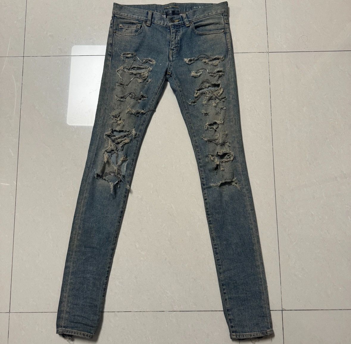 Saint Laurent Paris saint Laurent paris13 FW Light Blue Chain Pants 2503-Nexta Size US 26 / EU 42 - 1 Thumbnail