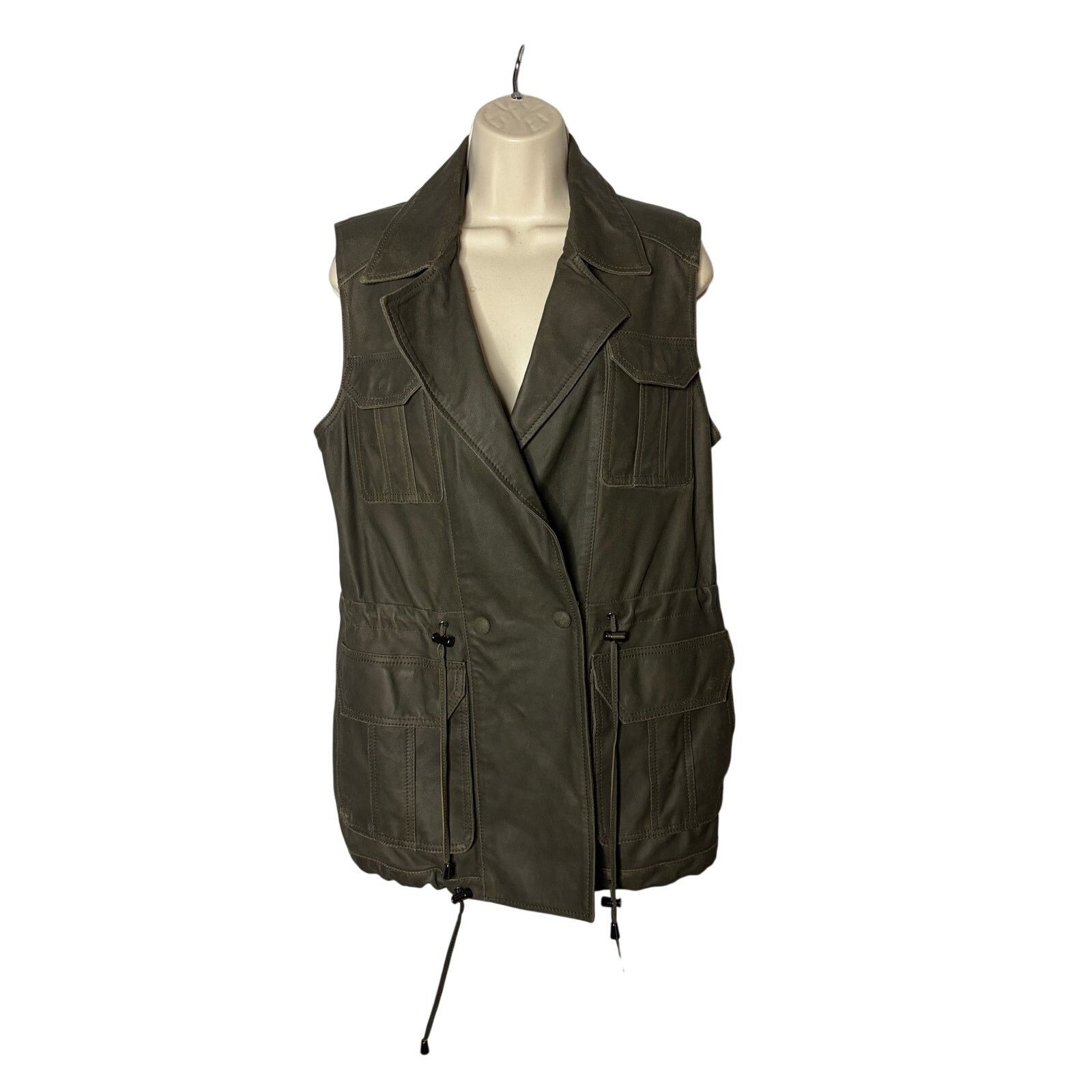 Neiman Marcus Vintage Neiman Marcus 100% leather olive green vest jacket S Size S / US 4 / IT 40 - 1 Thumbnail