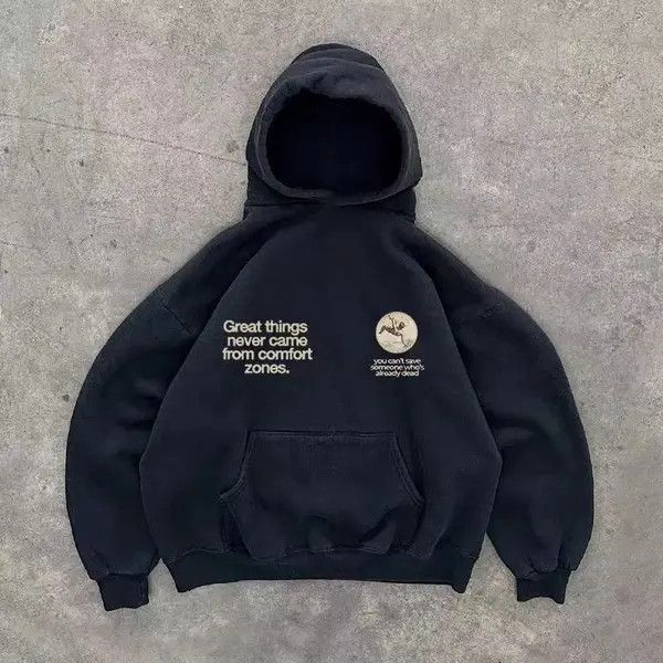 Japanese Brand Hazaki x Etou Black street fashion washed retro hoodie Size US L / EU 52-54 / 3 - 4 Thumbnail