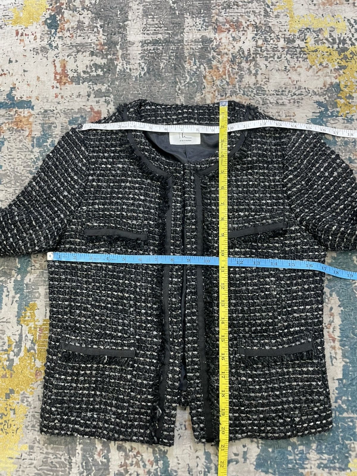 Japanese Brand Air Des Le Coeur Blanc Cropped Tweed Jacket Size XS / US 0-2 / IT 36-38 - 6 Thumbnail