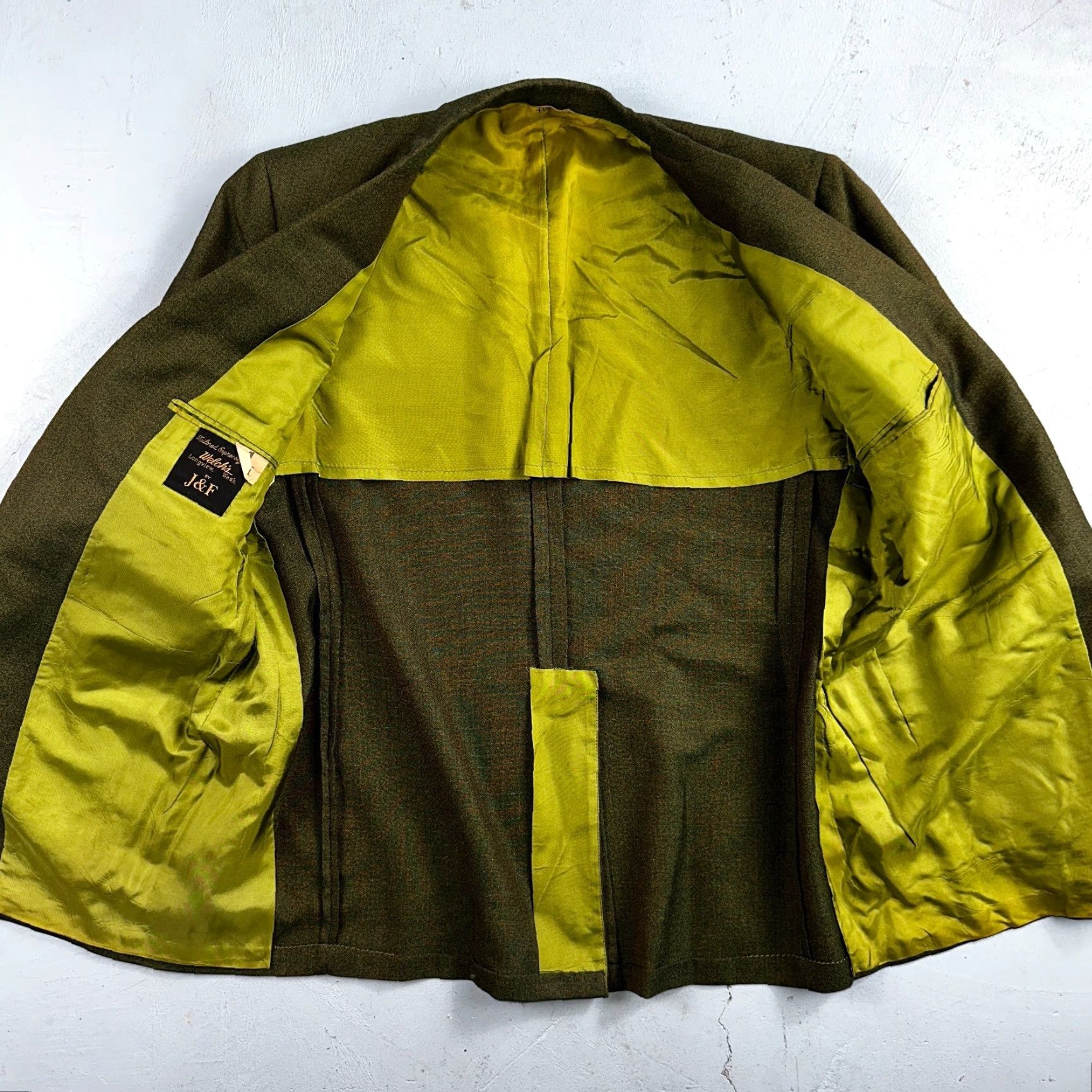 Vintage 1960s Avocado Green Blazer Sport Coat Mens 44 Suit Jacket VTG Union 60s J&F Size 44R - 2 Thumbnail