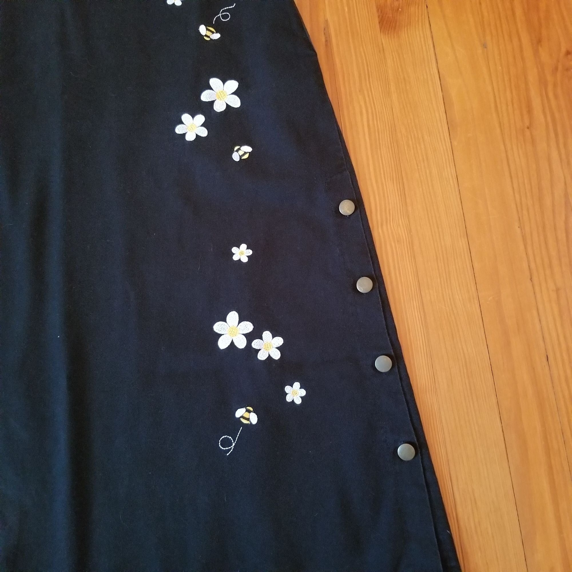Other Vintage Mandal Bay M Black Daisy Embroidered Sleeveless Dres Size M / US 6-8 / IT 42-44 - 6 Thumbnail