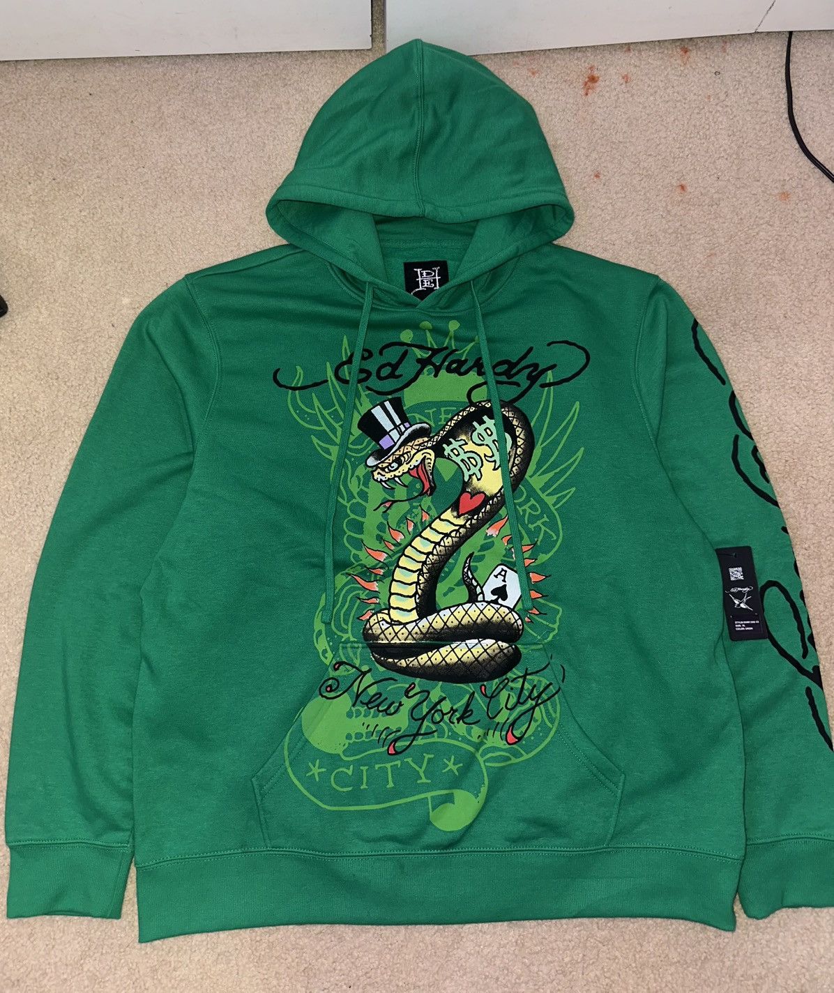 Ed Hardy ED HARDY GREEN NEW YORK COBRA HOODIE Size US XL / EU 56 / 4 - 1 Thumbnail