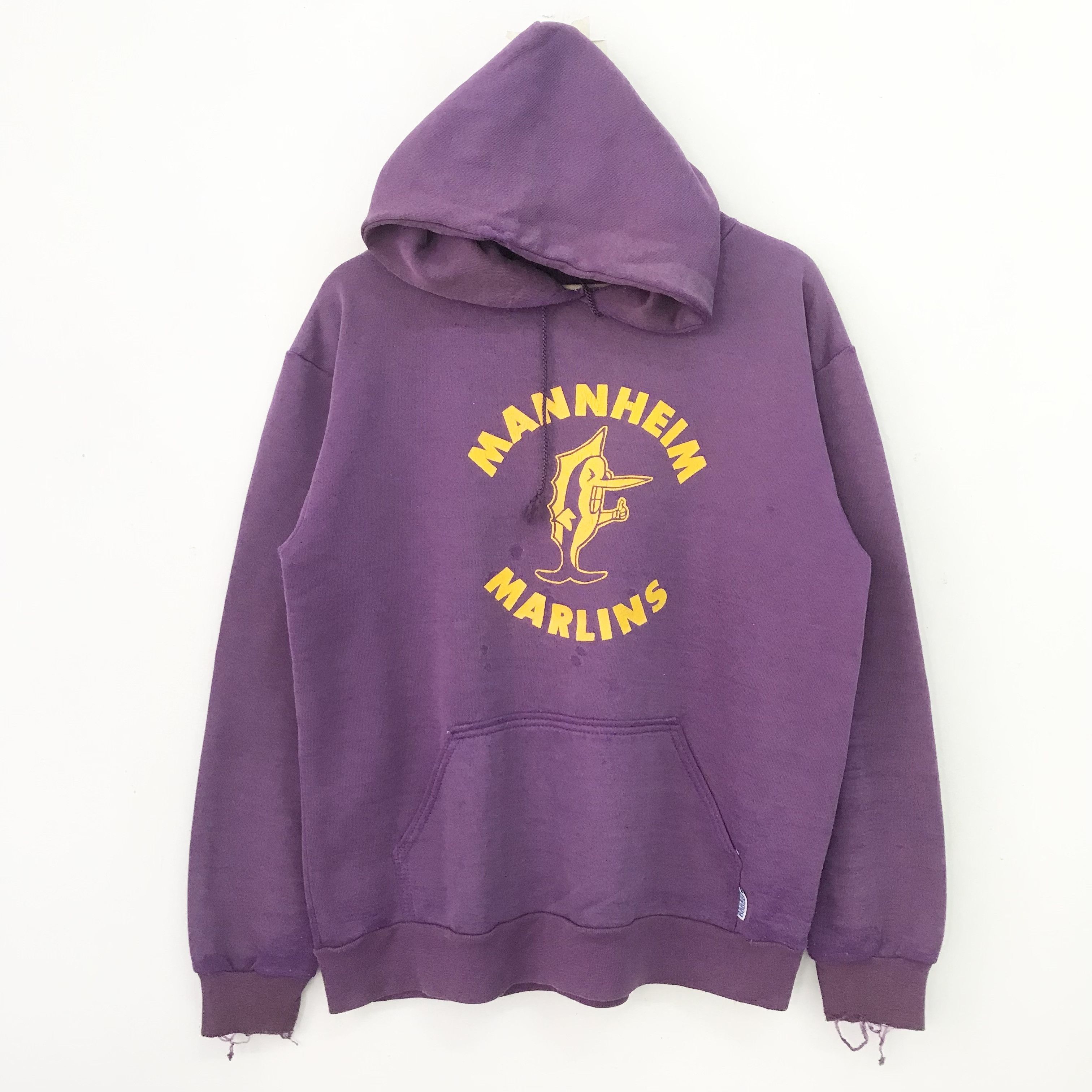 Japanese Brand Vintage 90s Distressed Mannheim Marlins Purple - 449 Size US L / EU 52-54 / 3 - 1 Thumbnail