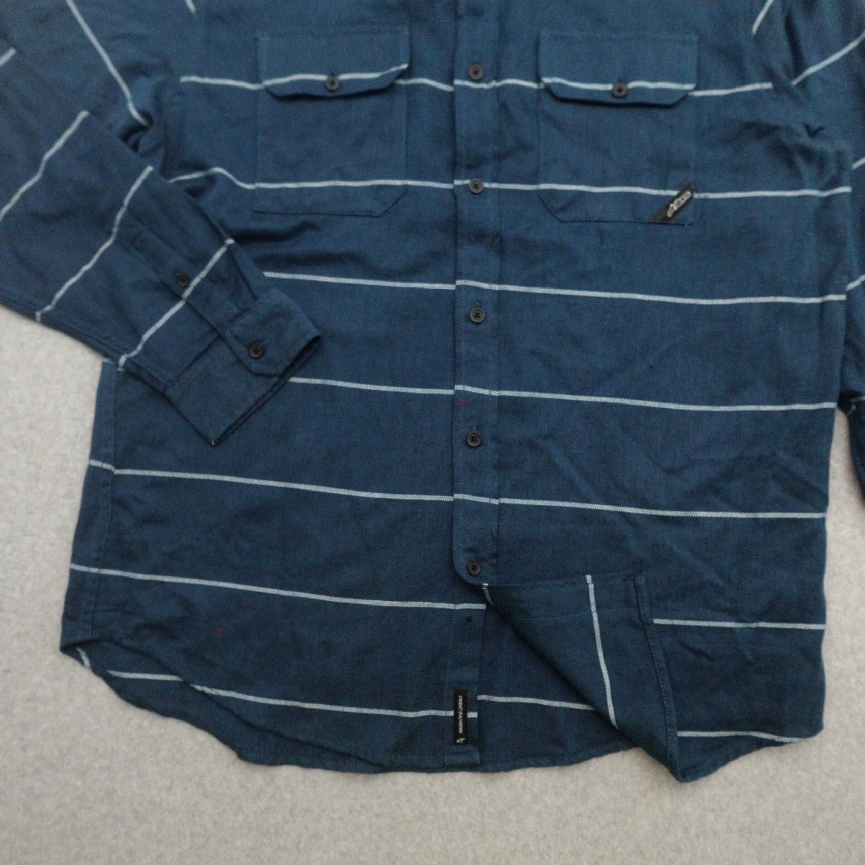 Alpinestars Mens Alpine Stars Long Sleeve Button Up Shirt SIZE XL Striped in Blue 23x31 Size US XL / EU 56 / 4 - 6 Thumbnail