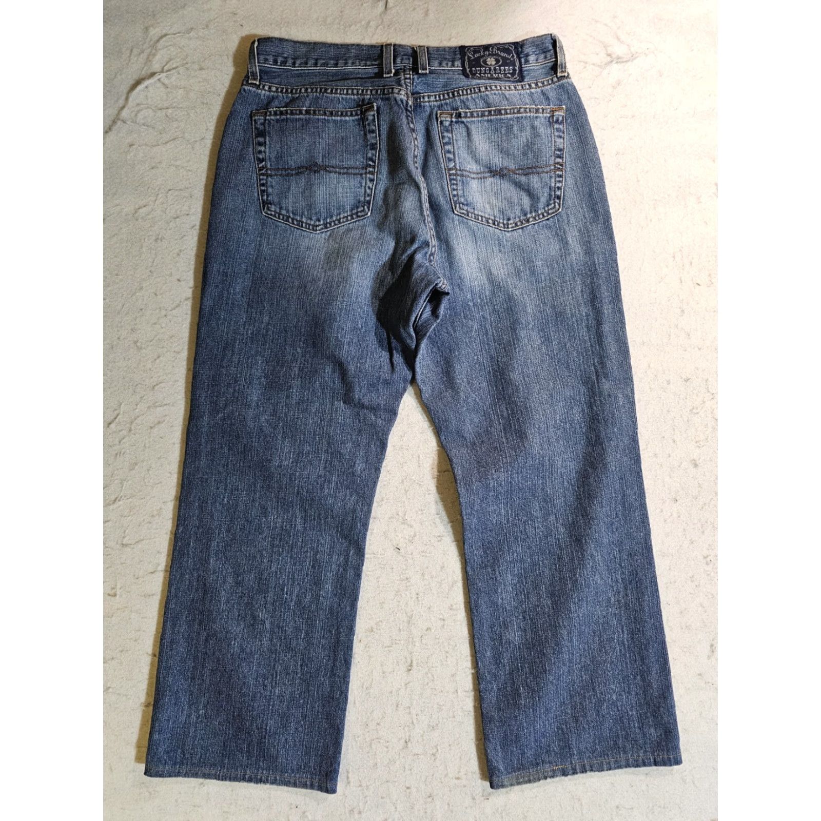 Lucky Brand VINTAGE Lucky Brand Dungarees Distressed Denim Medium Wash Mens Sz 34x29 Size US 34 / EU 50 - 2 Thumbnail
