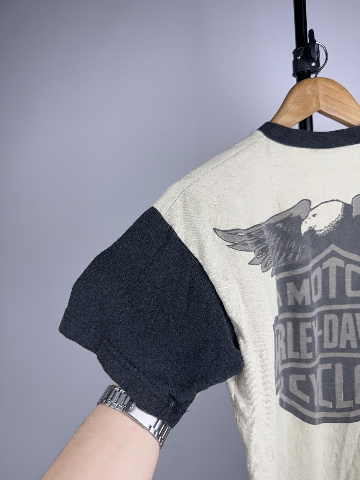 Harley Davidson Vintage 90s Harley Davidson Eagle Ringer Moto Biker T Shirt Size US S / EU 44-46 / 1 - 14 Thumbnail