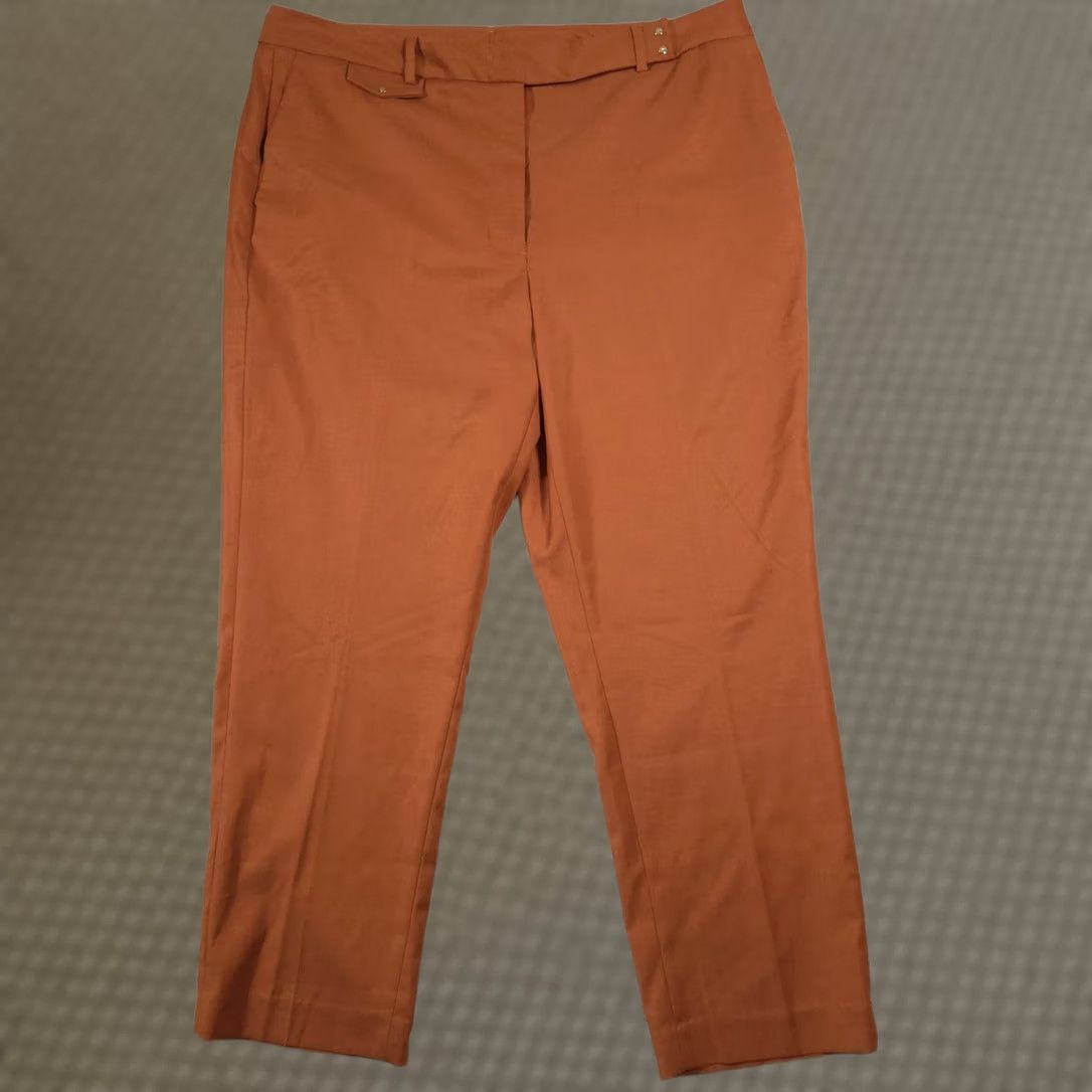 DKNY DKNY Dress Pants Womens 16 Brown Twill Ankle Slim Stretch Zip Pockets Work Size 38" / US 16 / IT 52 - 1 Thumbnail