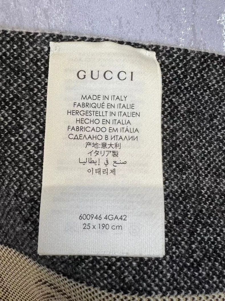 Gucci Gucci Double G string label thousand-bird plain wool scarf Size ONE SIZE - 5 Thumbnail