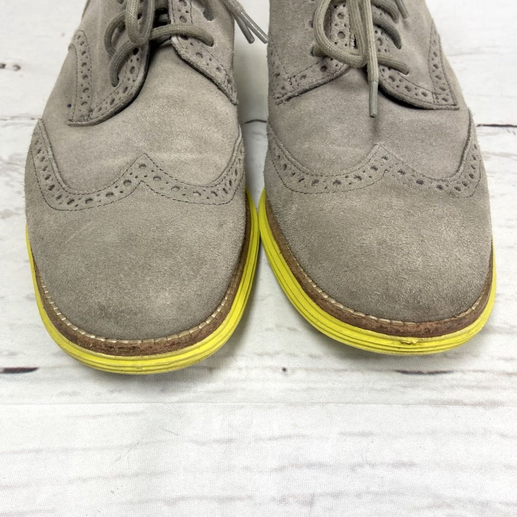 Cole Haan Cole Haan Lurnagrand Shoes Men’s 9.5M Gray Suede Wingtip Oxfords Size US 10 / EU 43 - 6 Thumbnail