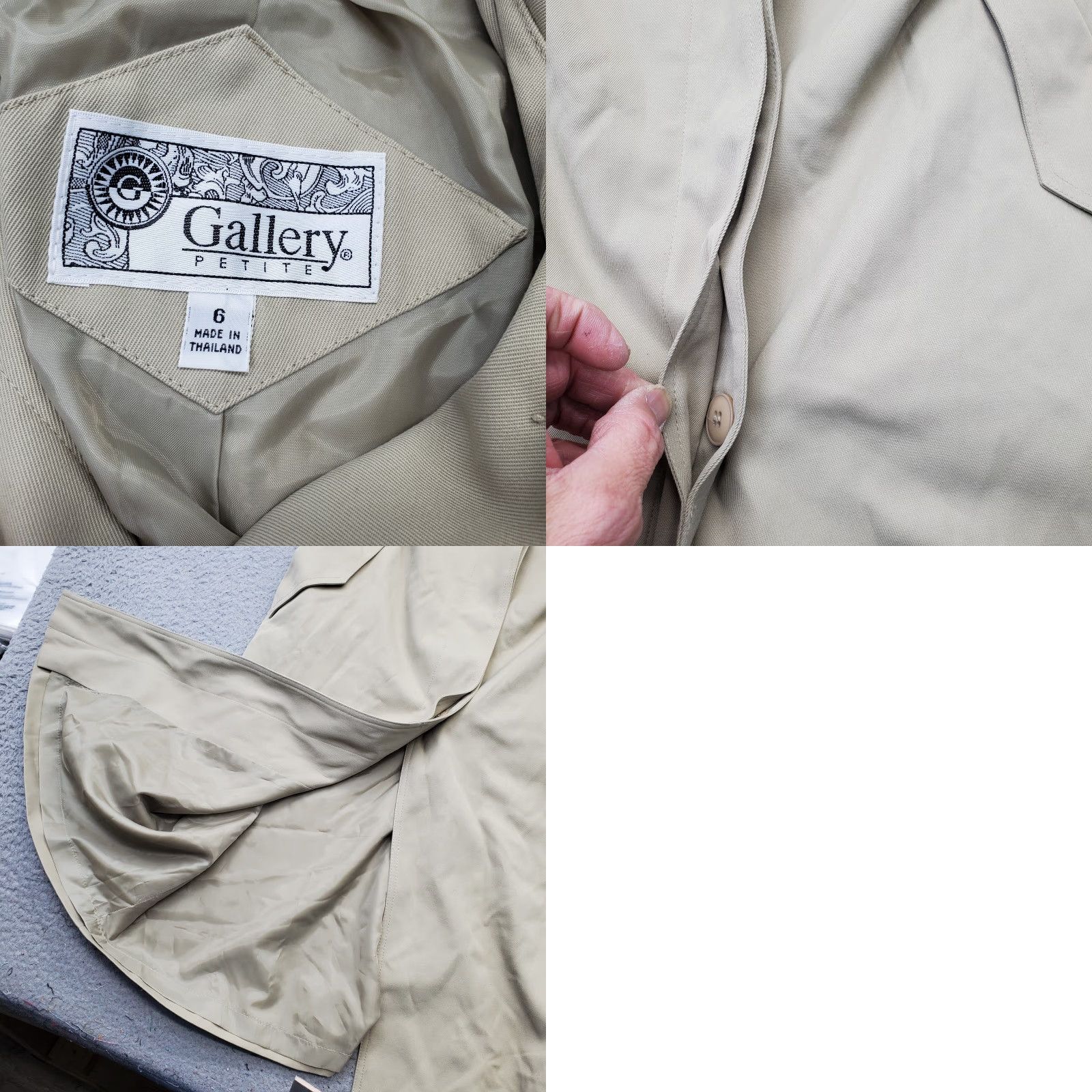 Vintage Gallery Trench Coat Womens Size 6P Tan Lined Long Sleeve Collared Button Front Jacket Size M / US 6-8 / IT 42-44 - 8 Thumbnail