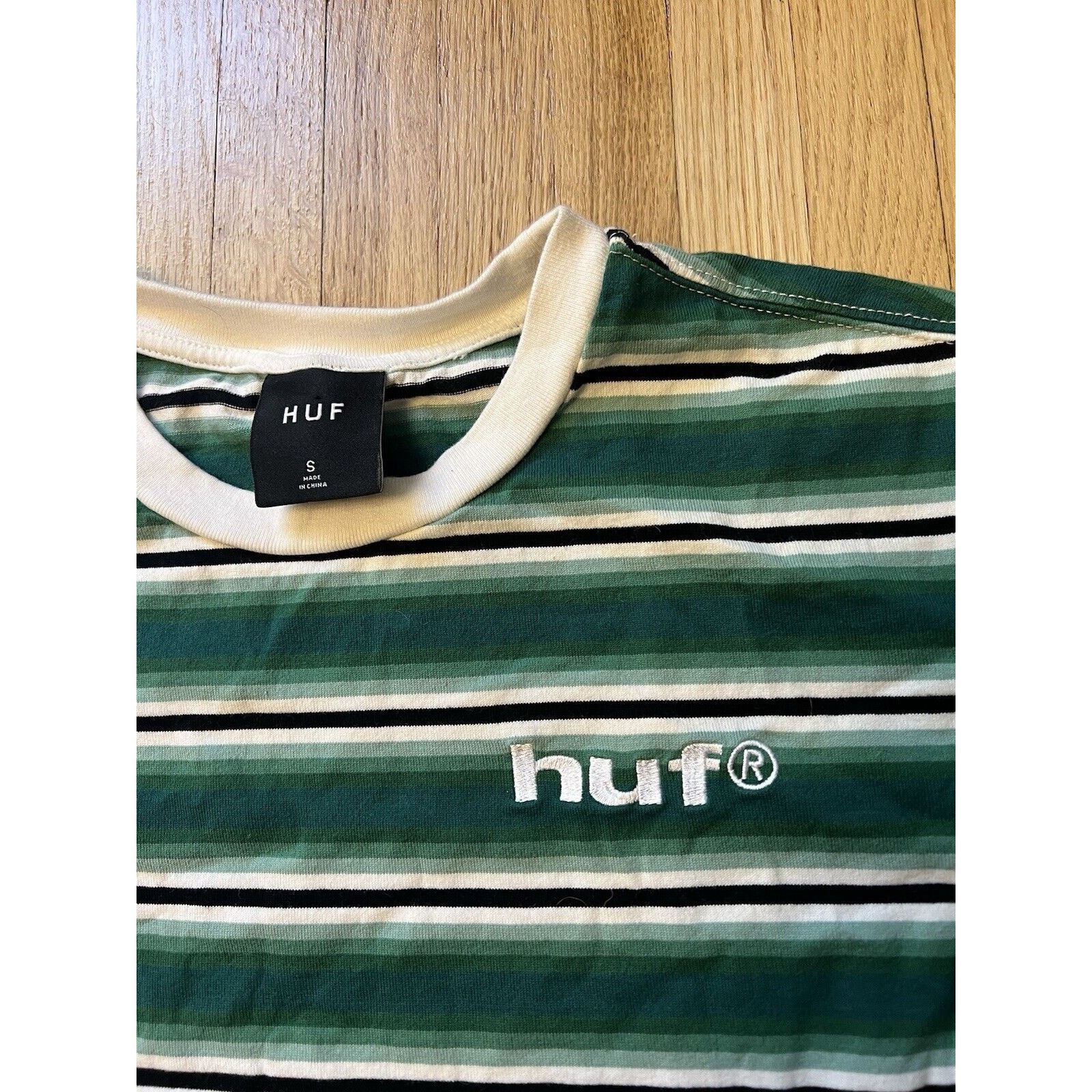 Huf HUF Stripped Short Sleeve Green T Shirt Size Men’s Small Size US S / EU 44-46 / 1 - 2 Thumbnail