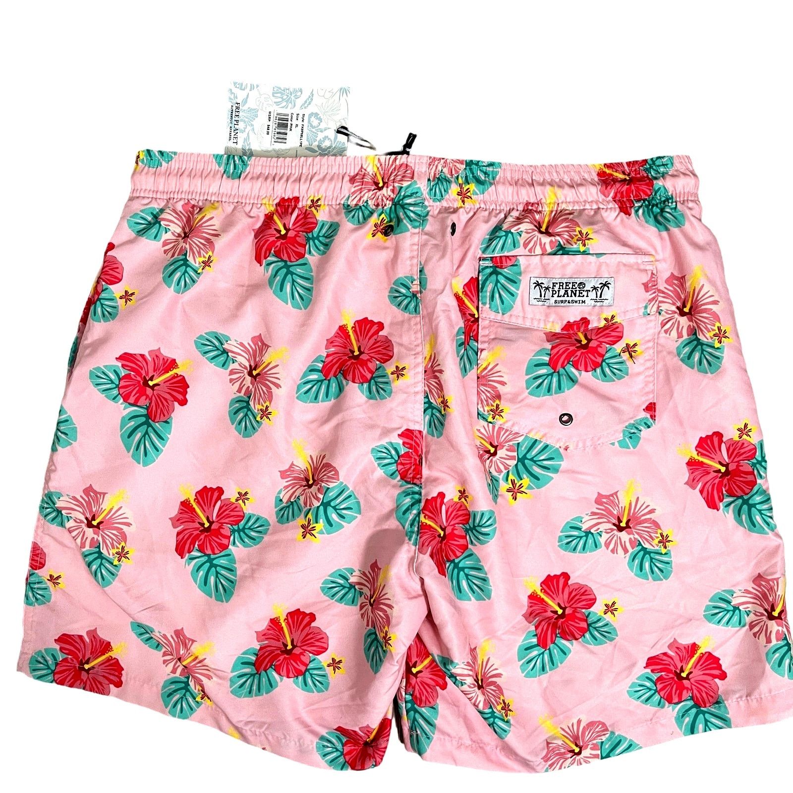 Free Planet Free Planet 7" Hibiscus Swim Trunks Shorts Pink Sz XL - $48 Size US 36 / EU 52 - 2 Thumbnail
