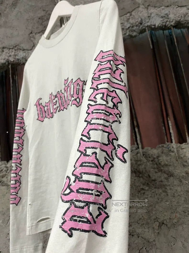 Balenciaga Gothic Letter Slim Fit Long Sleeve