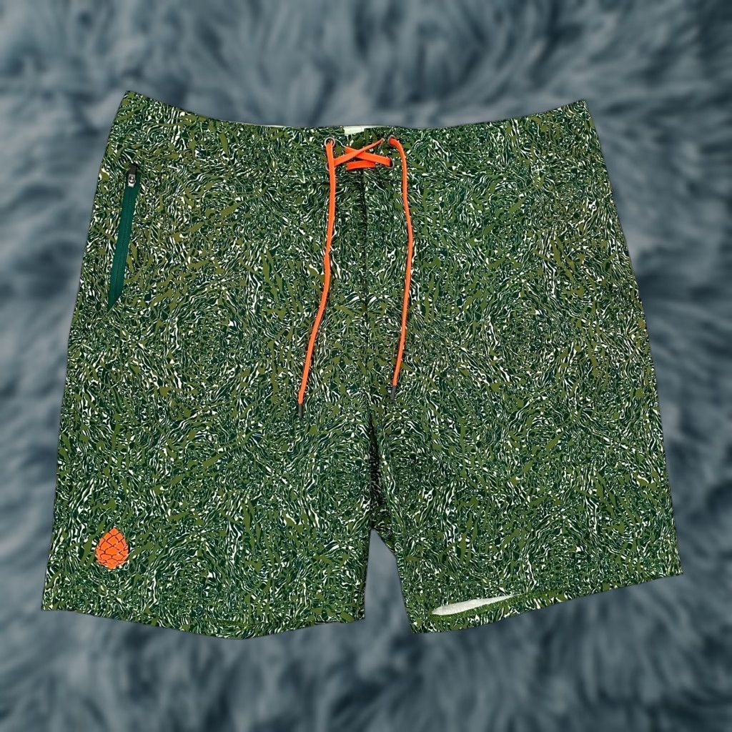 Logo 7 Stio Board Shorts Mens 35 Green Lightweight Drawstring Pockets Activewear 7in Inseam Size US 35 - 1 Thumbnail