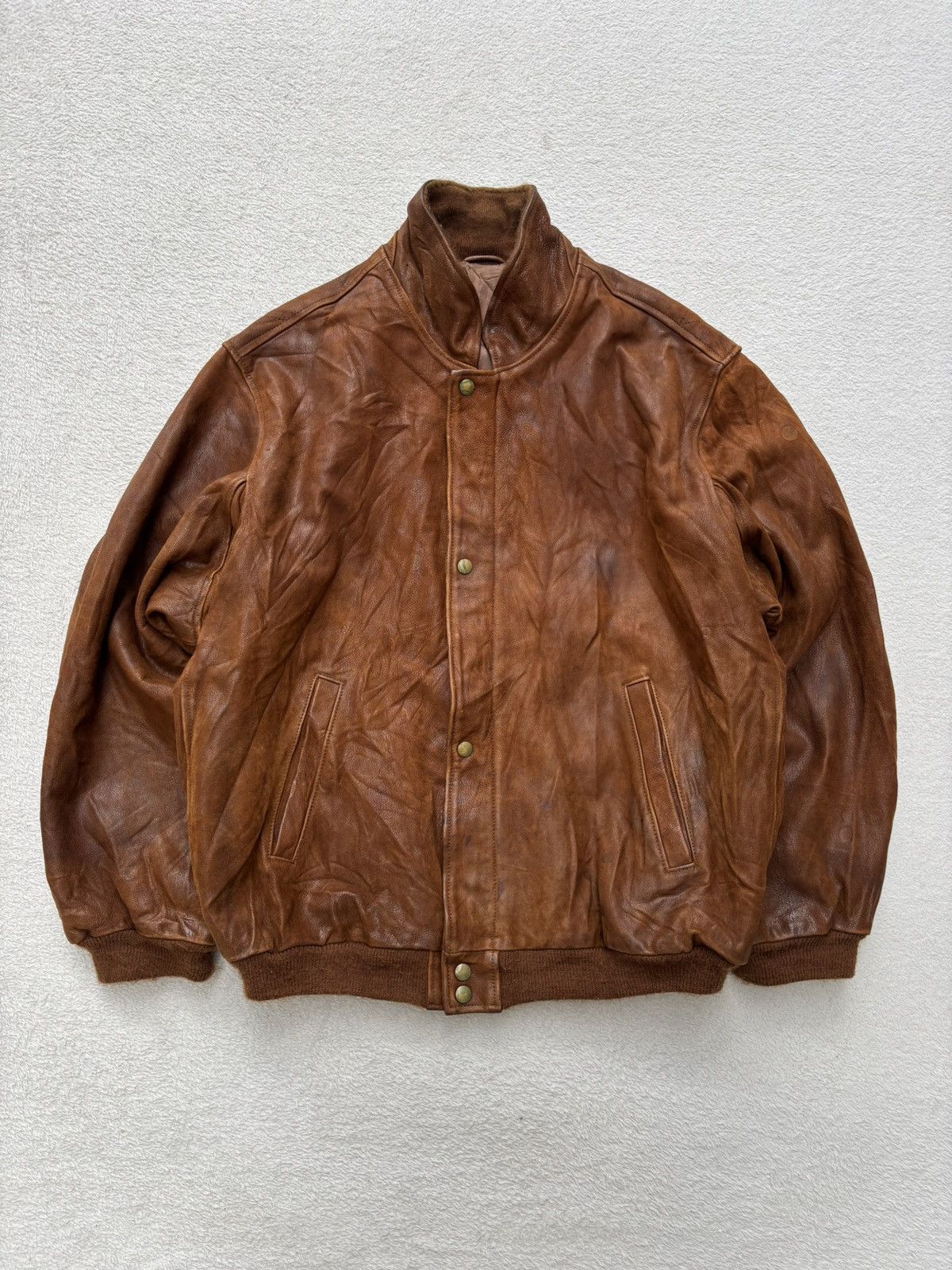 Golden Bear 1980s Golden Bear Cognac Bomber Leather Jacket Size US XL / EU 56 / 4 - 1 Thumbnail
