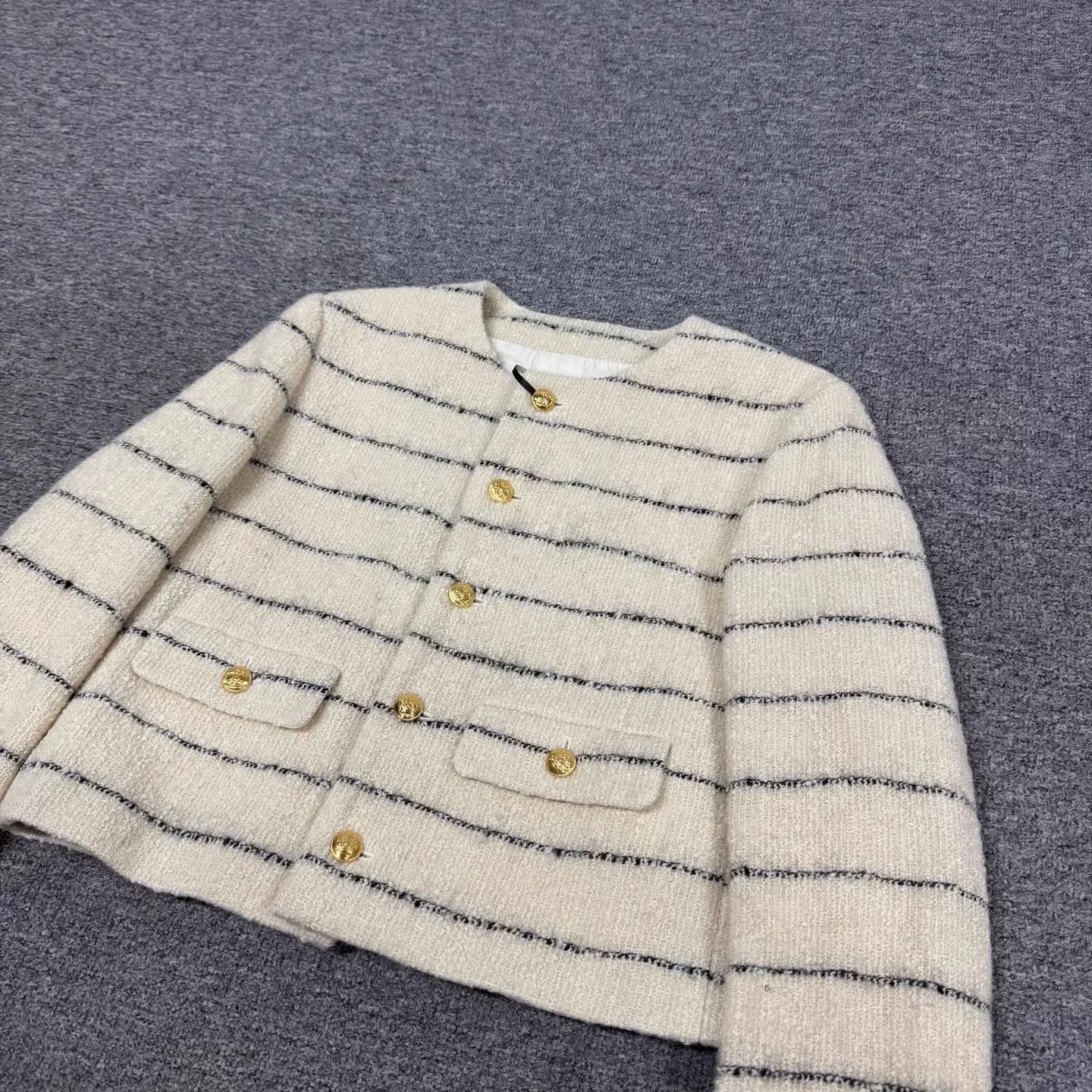 Celine Celine Classic Tweed Striped Gold Button Short Jacket Size XS / US 0-2 / IT 36-38 - 3 Thumbnail