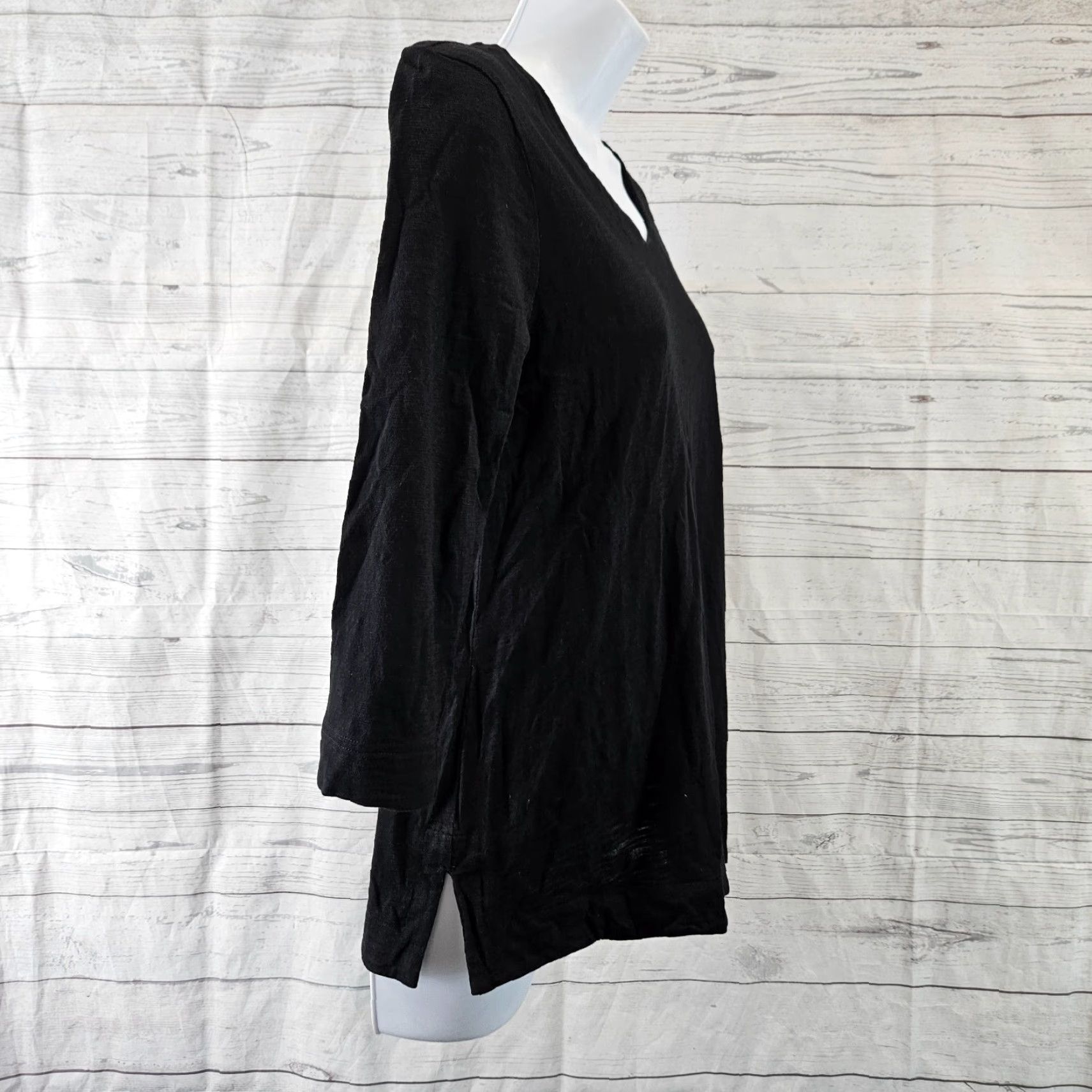 Vintage Chico's Women's Top Shirt XS/S Solid Black 3/4 Sleeve Cotton Blend Womens Size S / US 4 / IT 40 - 3 Thumbnail