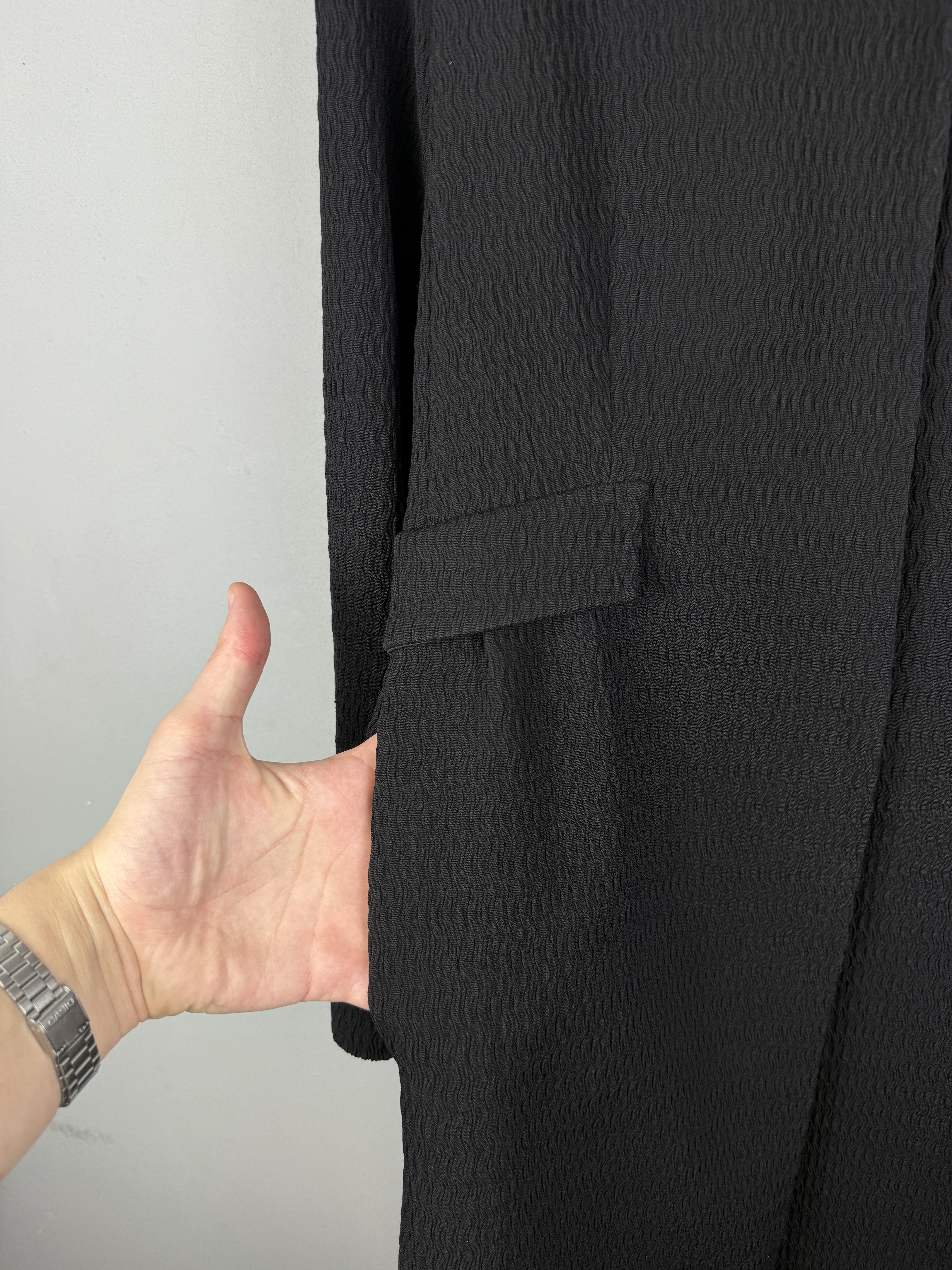 Designer Alberta Ferretti Wool Coat Italy Black Long Trench Jacket Size M / US 6-8 / IT 42-44 - 10 Thumbnail