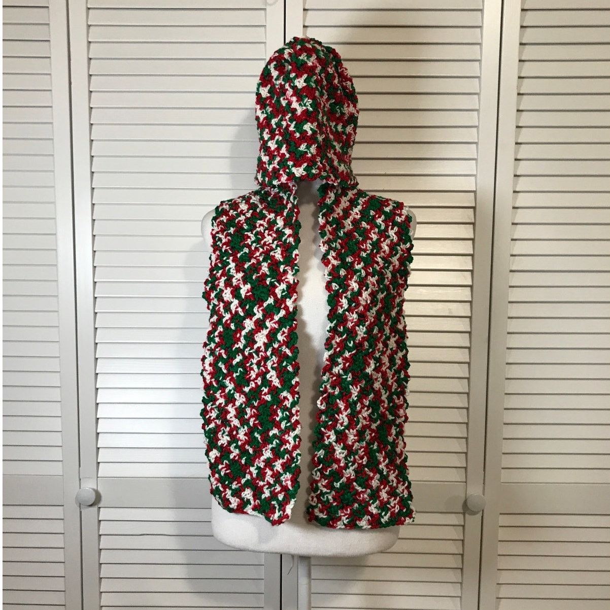 Handmade NWT Handmade Crocheted Christmas Theme Beanie & Scarf 52” Size ONE SIZE - 1 Thumbnail
