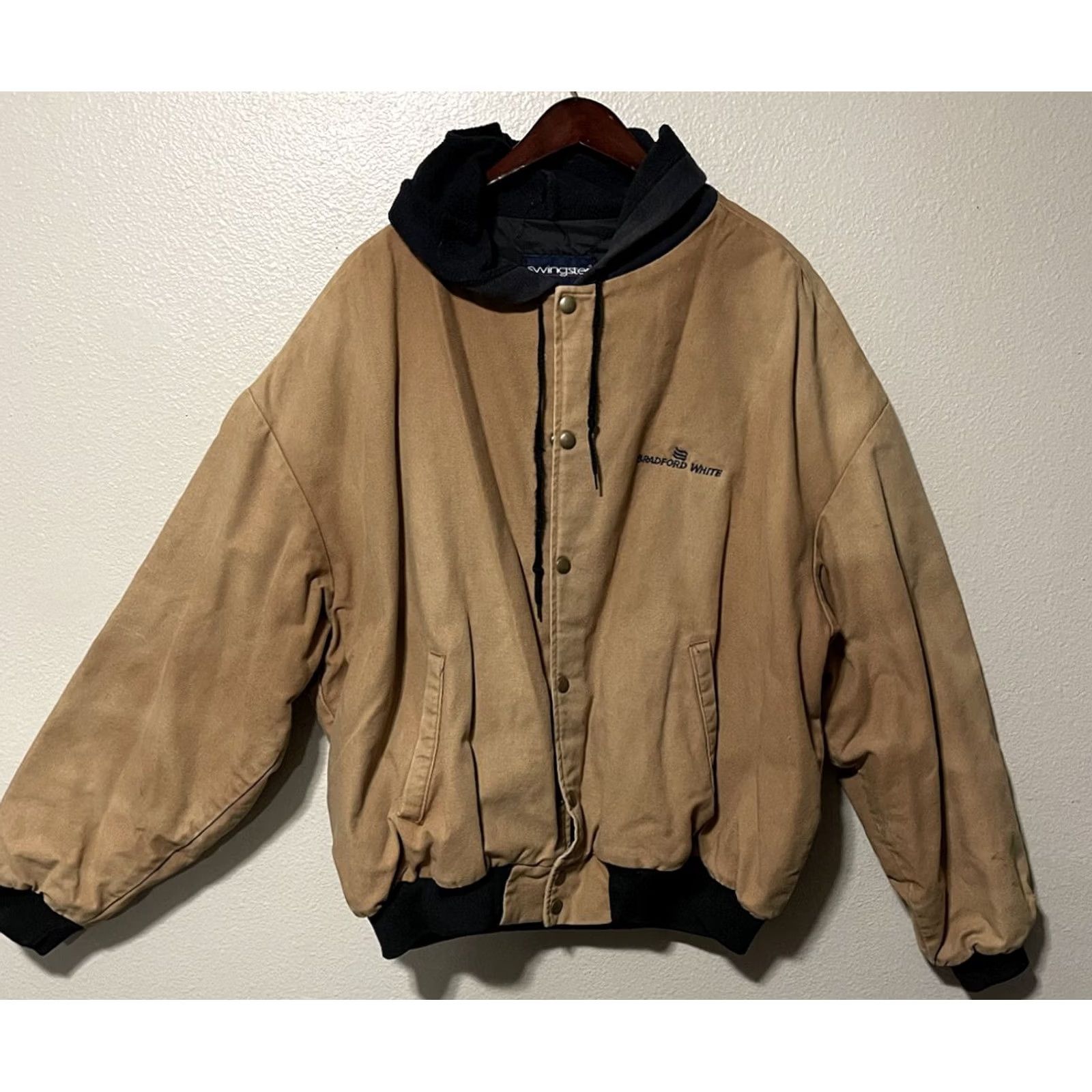 Vintage VINTAGE Swingster Jacket Bomber Gray 2XL/XXL Hooded Heavyweight Canvas Elastic Waist Snap Buttons Embroidered Logo 80s American Mens Short Jacket Coat Size US XXL / EU 58 / 5 - 3 Thumbnail