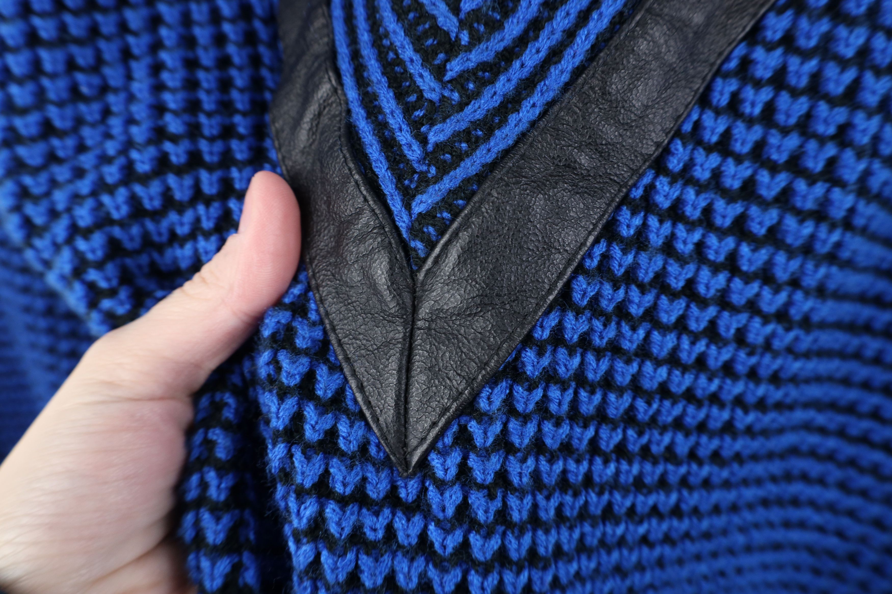 Vintage Vintage 90s Streetwear Trim Chunky Thermal Knit Sweater Blue Size US M / EU 48-50 / 2 - 4 Thumbnail