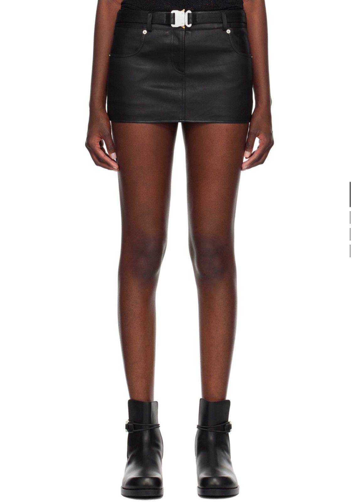 1017 ALYX 9SM Black Belted Leather Miniskirt Size 26" / US 2 / IT 38 - 1 Thumbnail