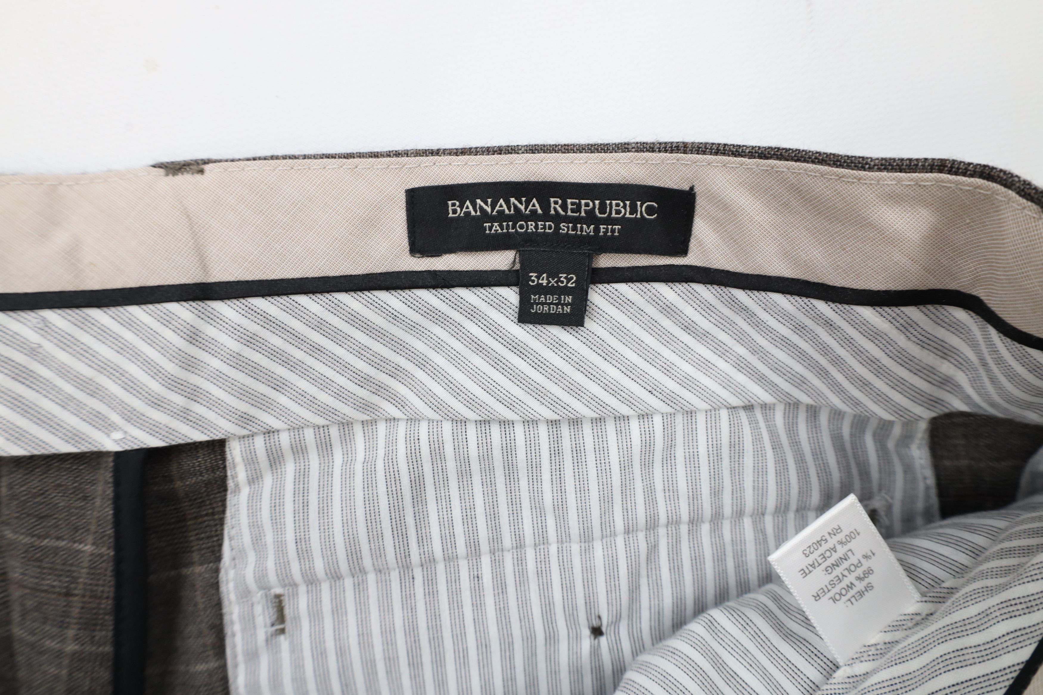 Banana Republic × Vintage Banana Republic Tailored Slim Fit Wool Chino Pants Plaid Size 34 - 9 Thumbnail