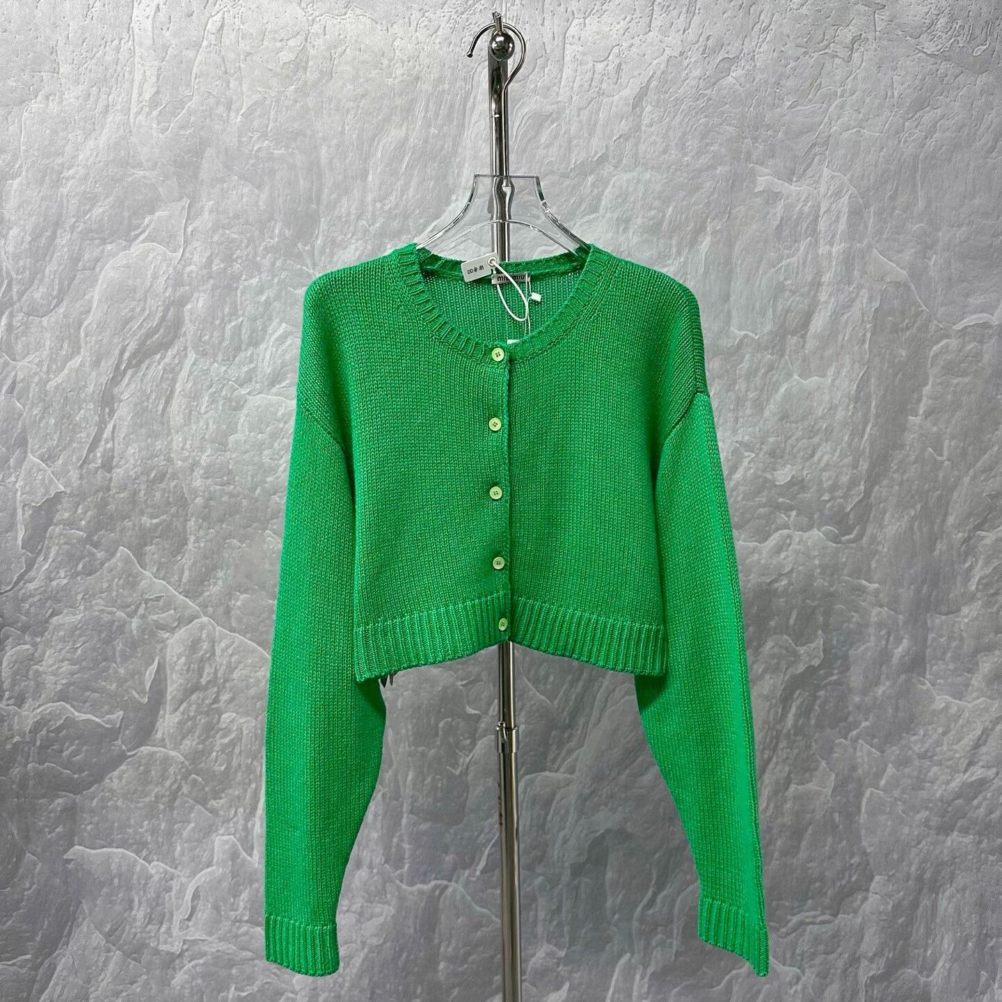 Miu Miu miumiu green wool knit cardigan Size S / US 4 / IT 40 - 1 Thumbnail