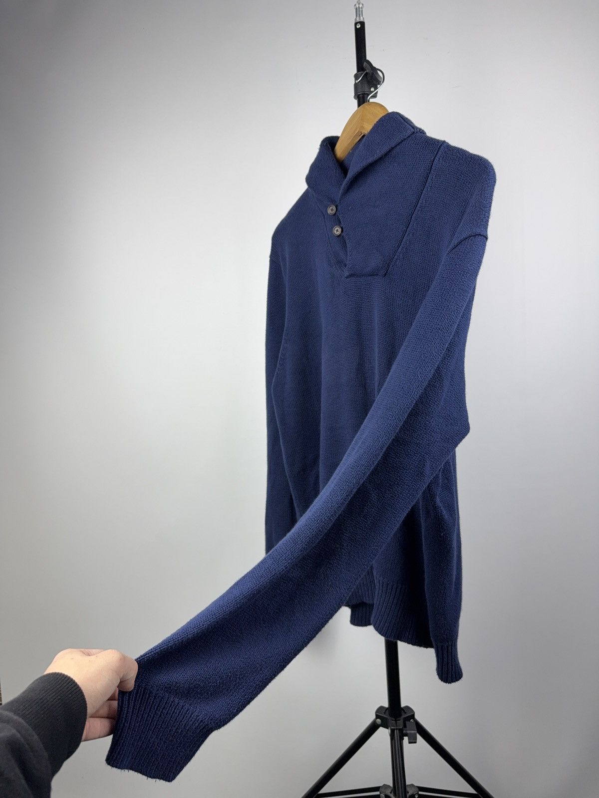 Polo Ralph Lauren Polo Ralph Lauren Shawl Collar Knit Sweater Blue Cotton L Size US L / EU 52-54 / 3 - 4 Thumbnail