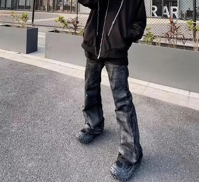 Japanese Brand Heavyweight washed and waxed micro flare jeans Size US 32 / EU 48 - 3 Thumbnail