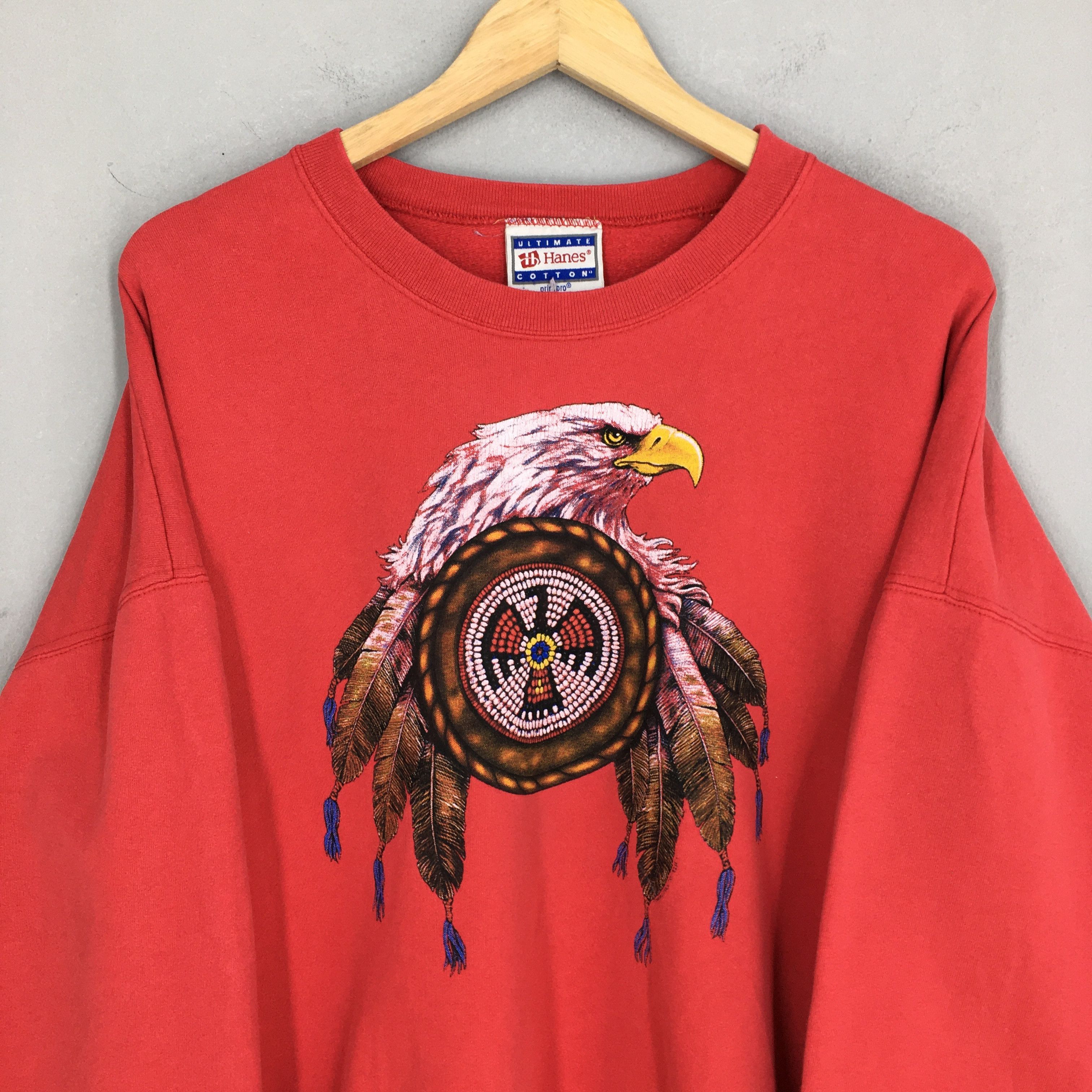 Habitat Vintage 90s Alaska Eagles Red Sweatshirt XXLarge Size US XXL / EU 58 / 5 - 2 Thumbnail