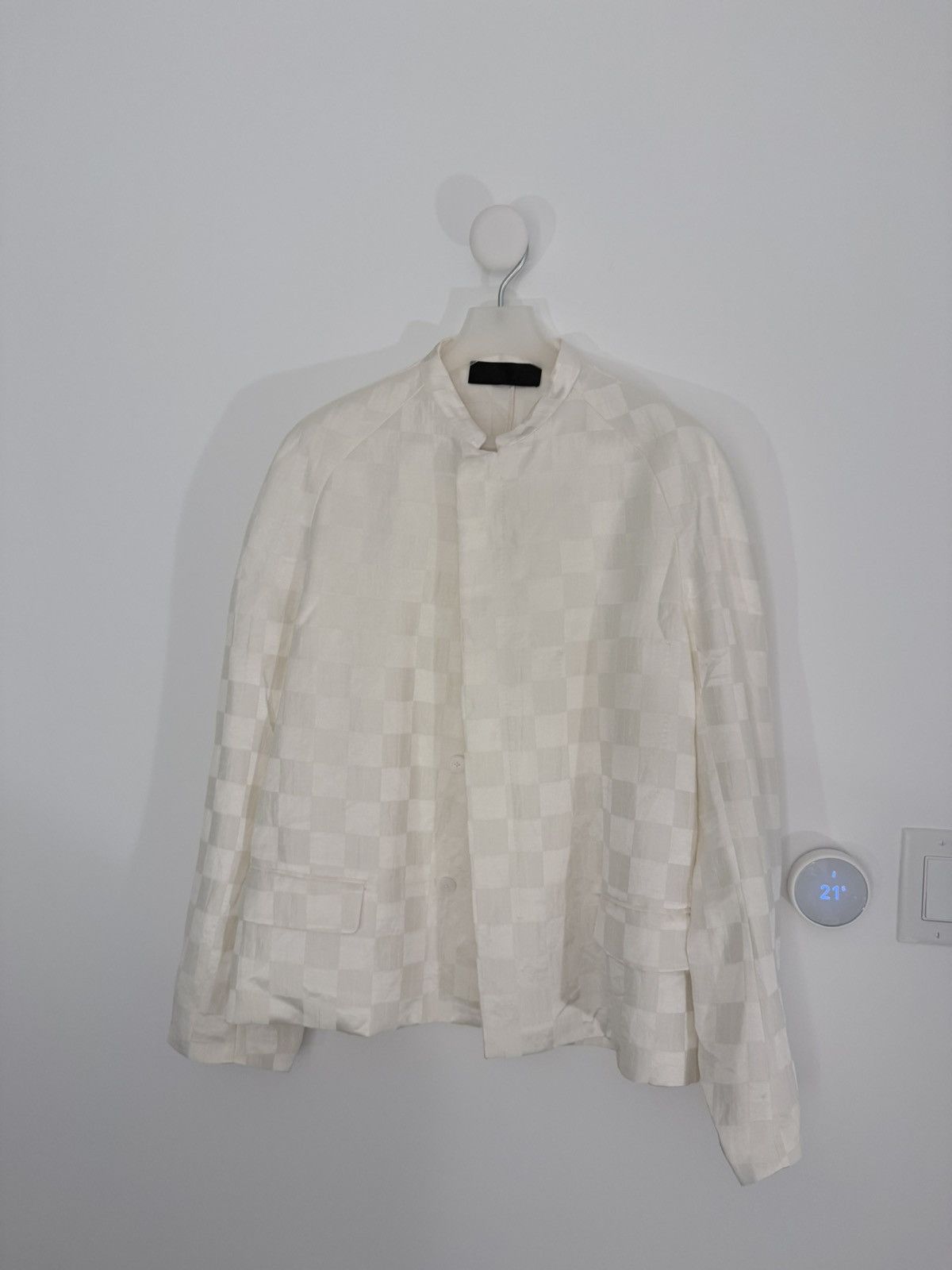 Haider Ackermann White linen and silk checkered jacket Size US M / EU 48-50 / 2 - 3 Thumbnail