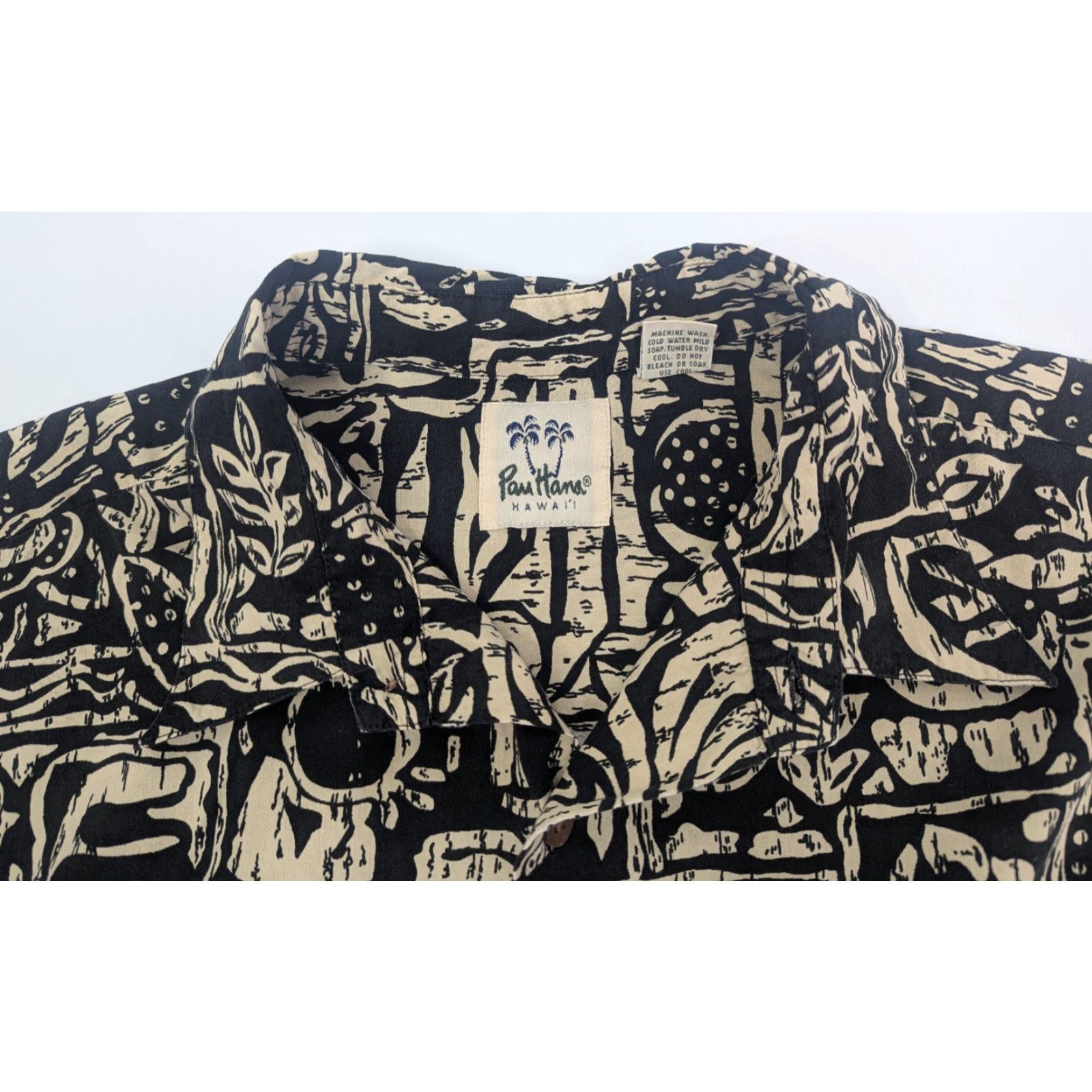 Vintage VINTAGE Pau Hana Hawaiian Shirt Mens XL Black Beige Printed Short Sleeve Button Up Down Shirt Size US XL / EU 56 / 4 - 6 Thumbnail