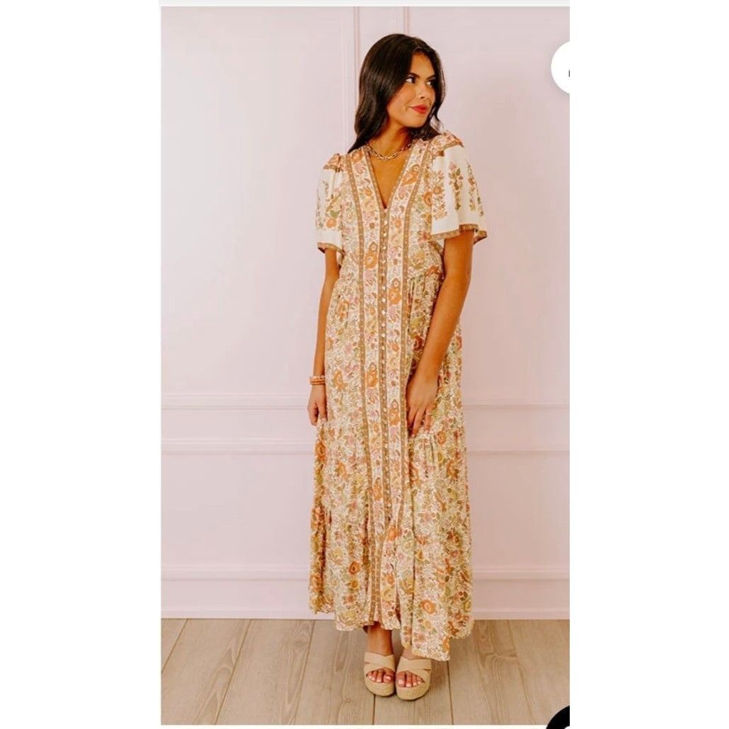 Other In Loom Boho Floral Midi Dress Cottage Core Dress Prarie Soh Size S / US 4 / IT 40 - 3 Thumbnail