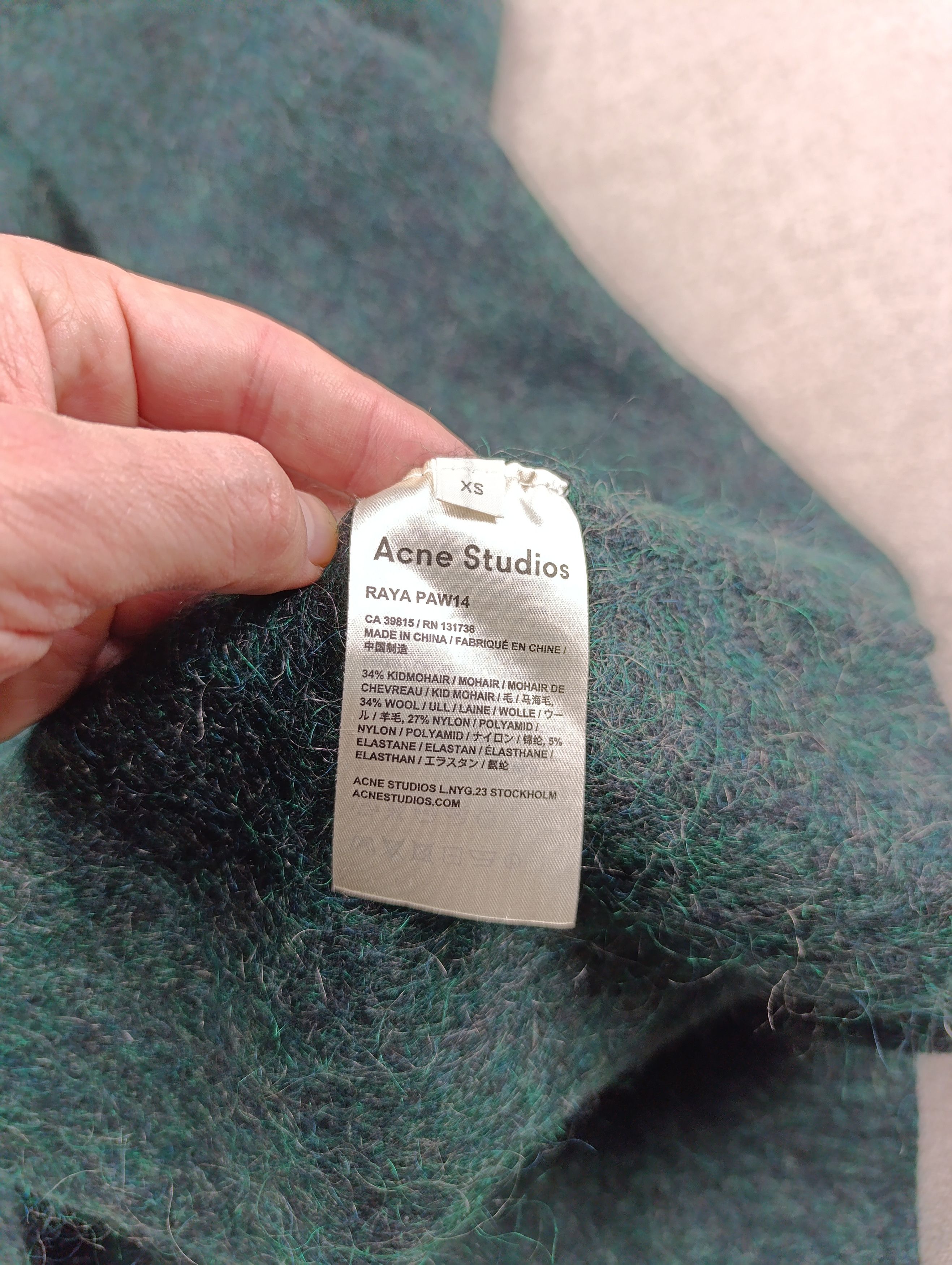 Acne Studios ACNE STUDIOS WOMENS MOHAIR WOOL CARDIGAN RAYA PAW14 GREEN Size XS / US 0-2 / IT 36-38 - 10 Thumbnail