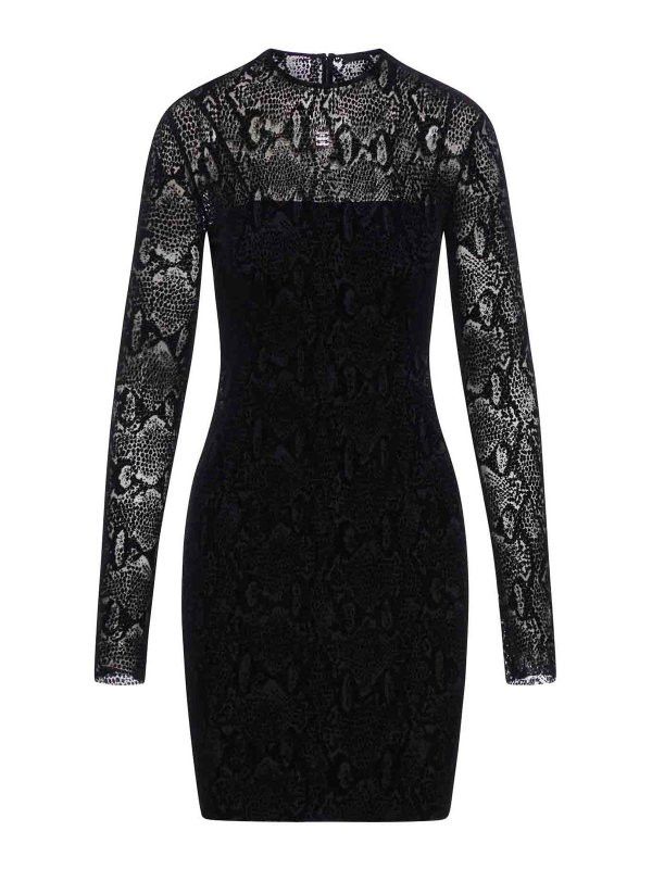 Givenchy o1n1vont0326 Python Print Tulle Dress in Black Size XS / US 0-2 / IT 36-38 - 1 Thumbnail
