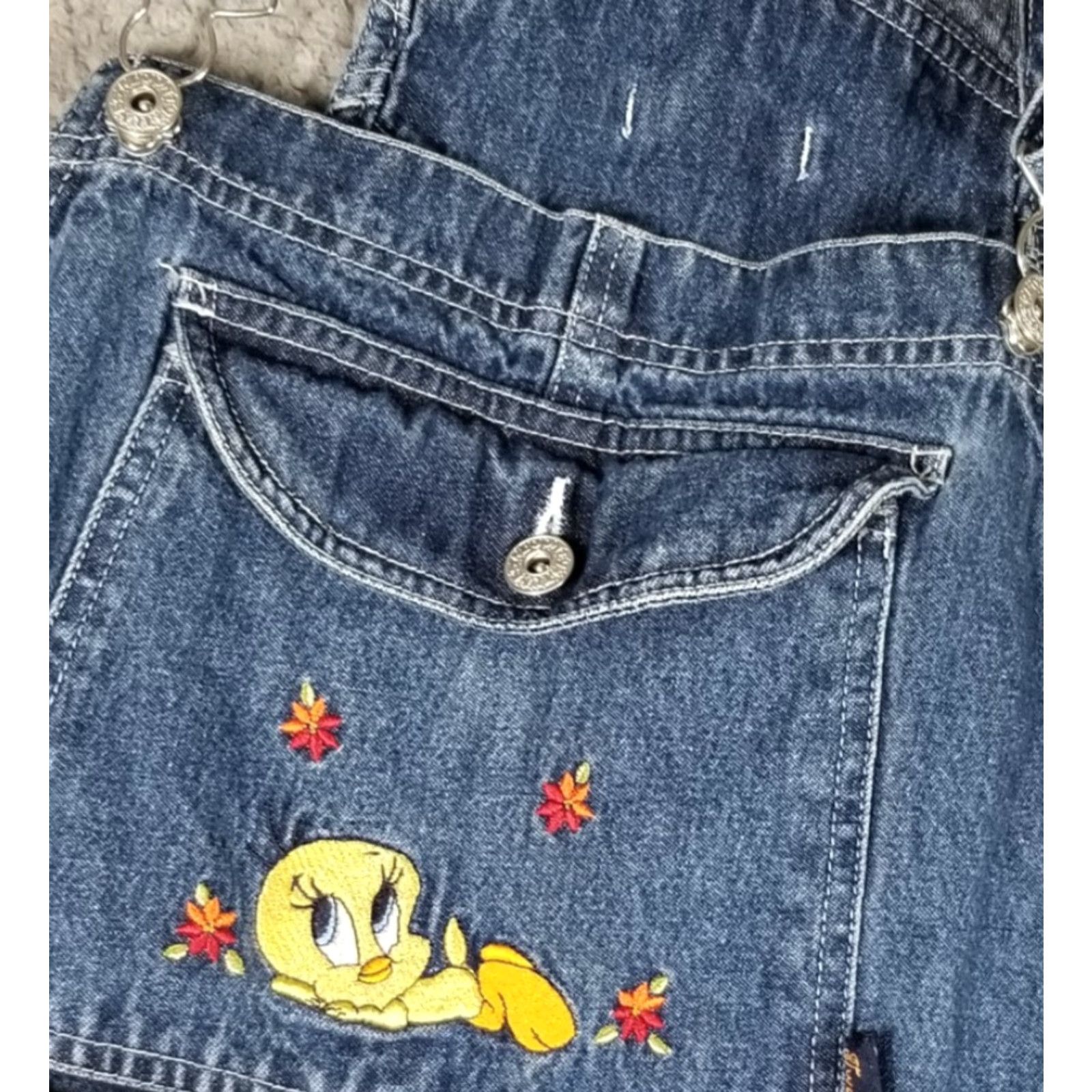 Vintage VINTAGE Looney Tunes Tweety Bird Overalls 32X28 Blue Denim Baggy 90s Unisex Adults Size US 32 / EU 48 - 2 Thumbnail