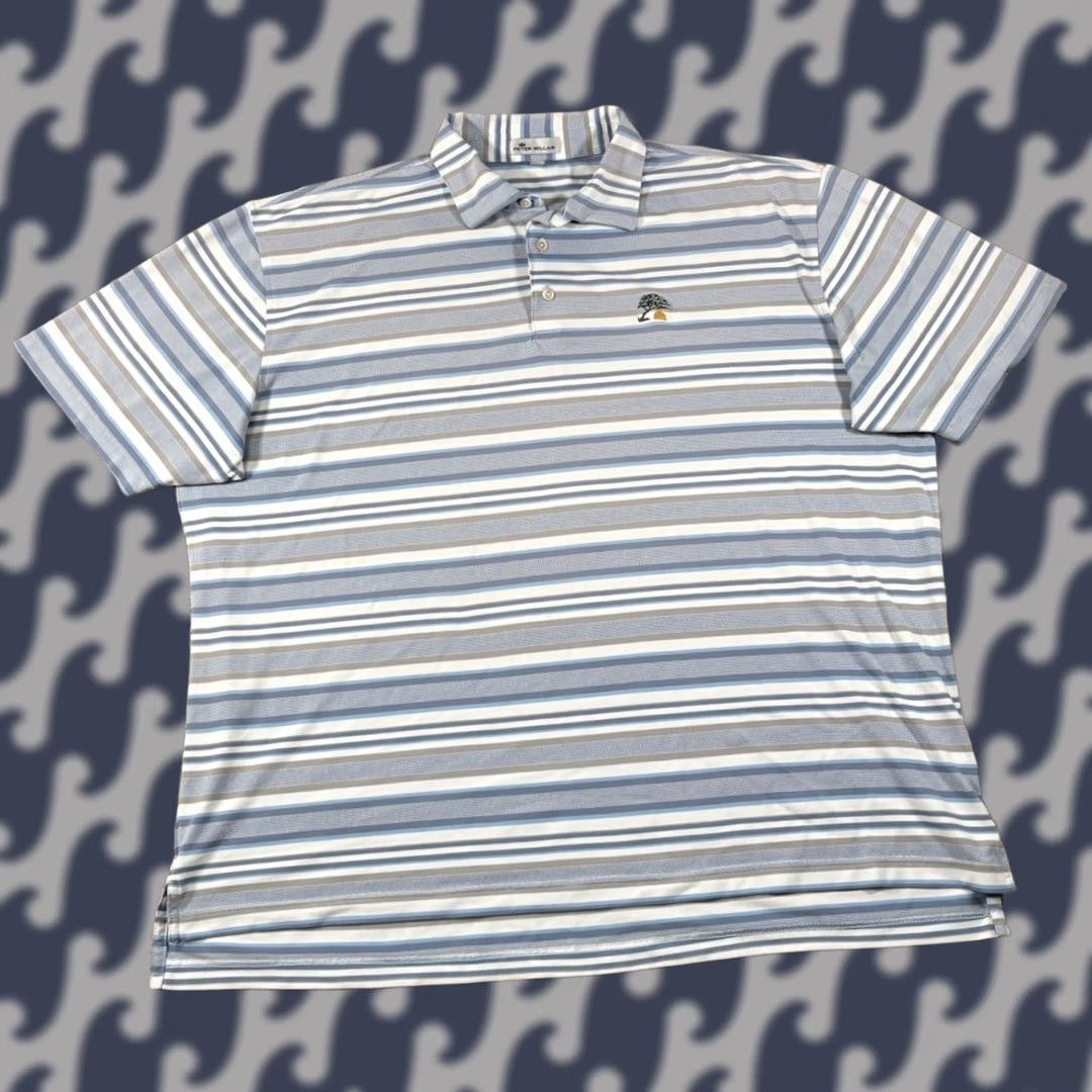 Peter Millar Peter Millar Polo Shirt Blue White Striped Embroidered Performance Golf • Sz XL Size US XL / EU 56 / 4 - 1 Thumbnail